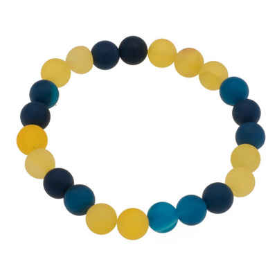 Bella Carina Armband Ukraine blau gelb Armband Achat 8 mm elastisch, in den Farben der Ukraine blau gelb