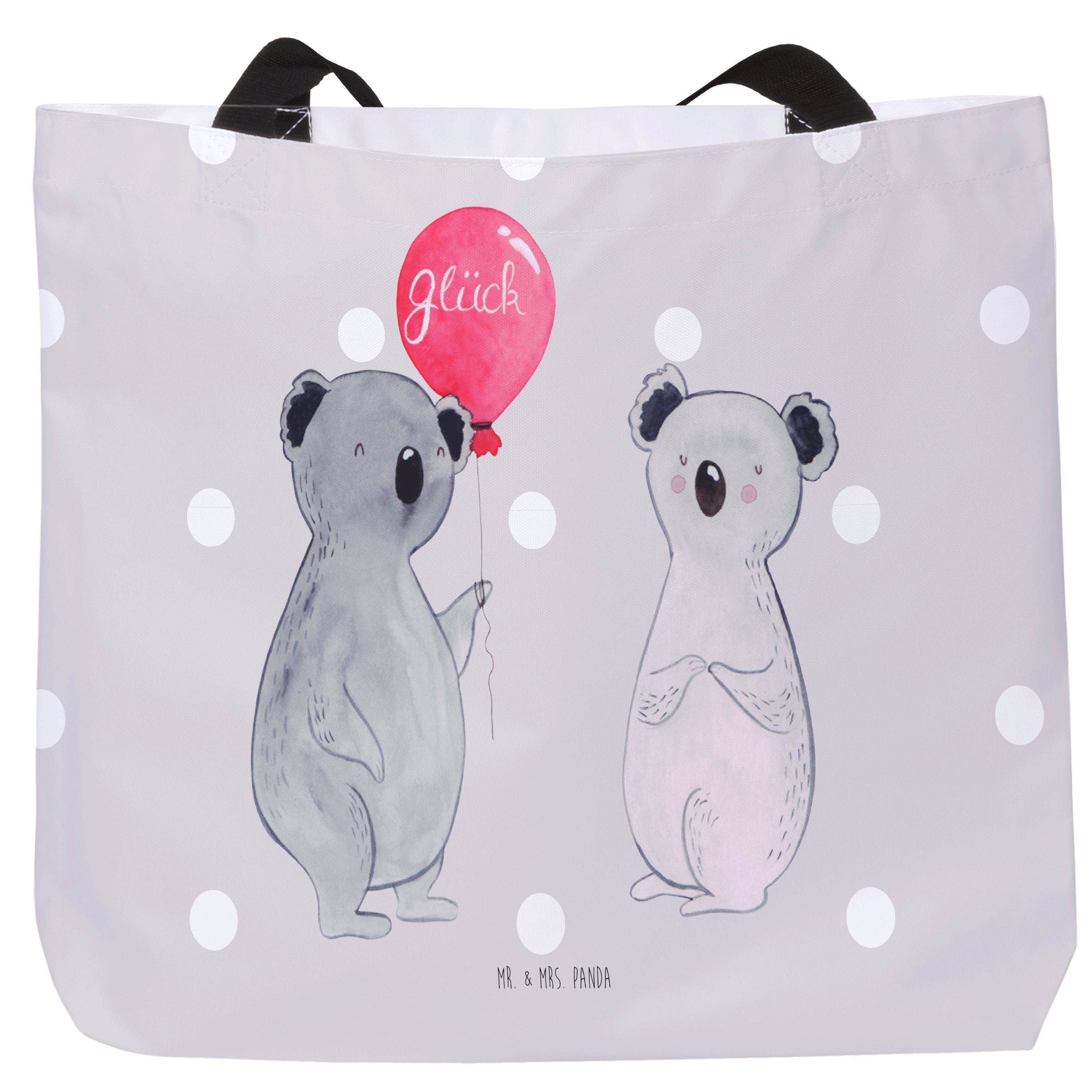 Luftballon Einkaufstasch & Koala Mrs. Shopper Geburtstag, (1-tlg) Panda Mr. - Geschenk, - Pastell Grau
