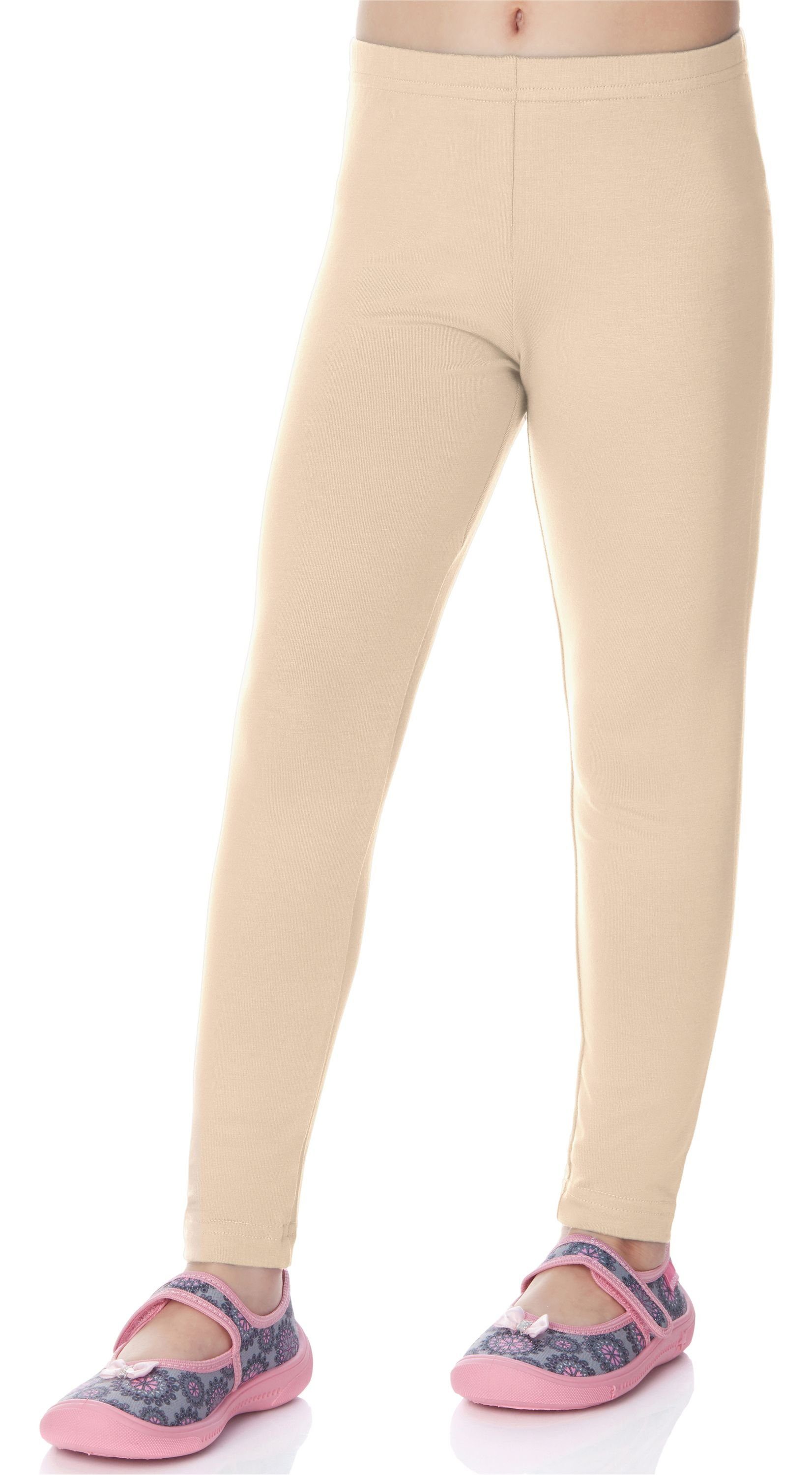 Lange Merry Bund Viskose Leggings elastischer Style (1-tlg) Mädchen MS10-130 Beige-1 Leggings aus
