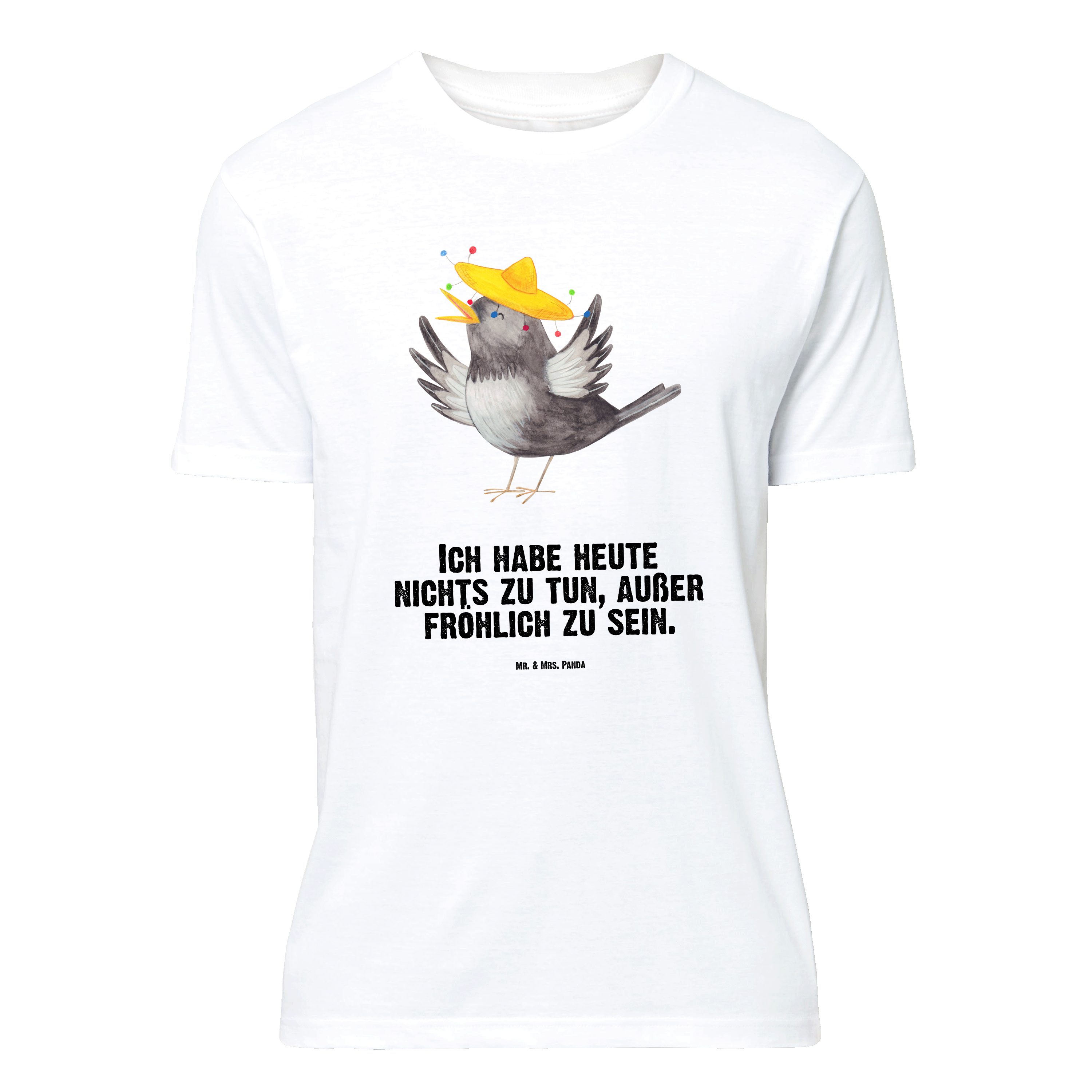 Mr. & Mrs. Panda T-Shirt Rabe Sombrero - Weiß - Geschenk, Vögel, Gute Laune, Frauen, Shirt, Gl (1-tlg)