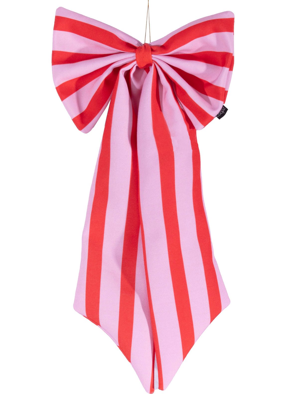 coopz Weihnachtsbaumschleife Schleife Canvas rosa/rot breit gestreift