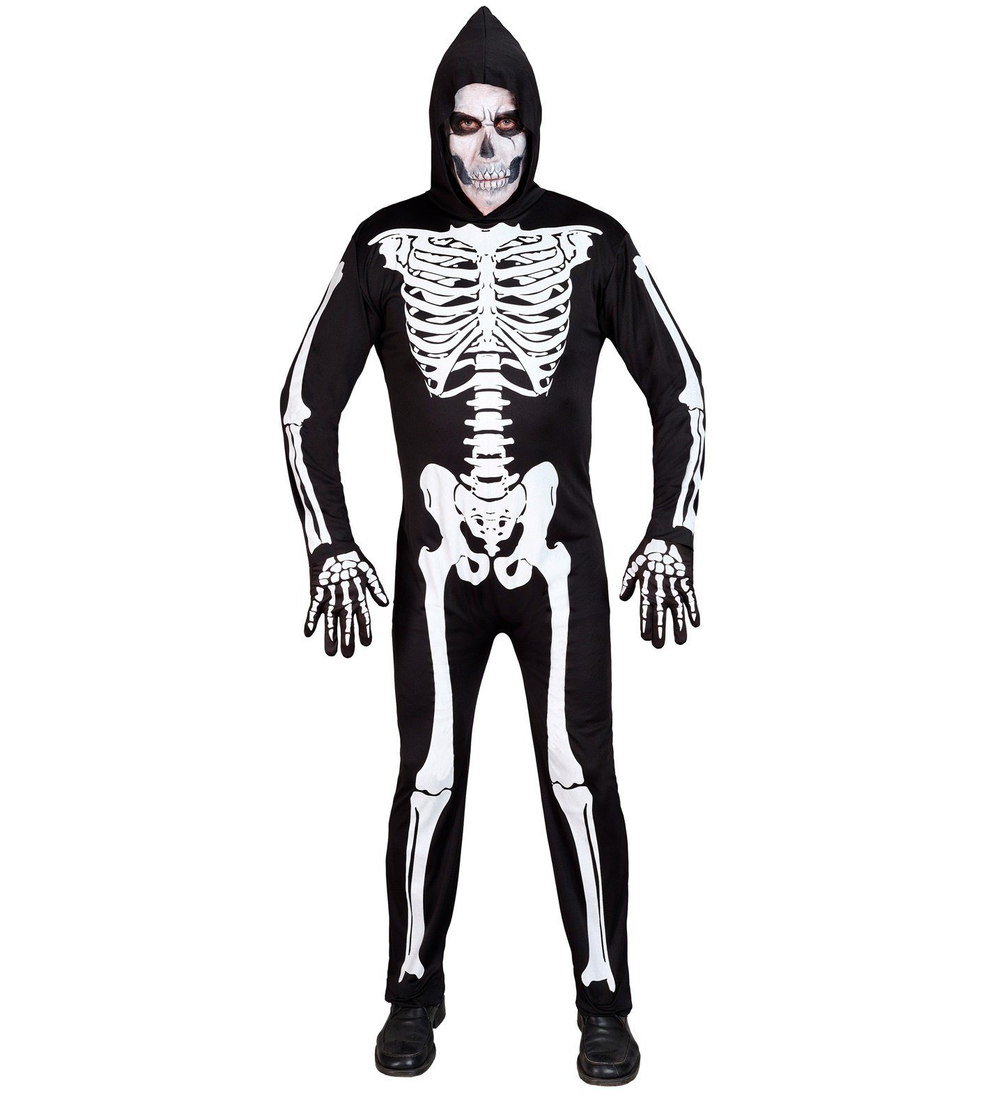 Widmann S.r.l. Hexen-Kostüm UV Skelett für Erwachsene, Halloween