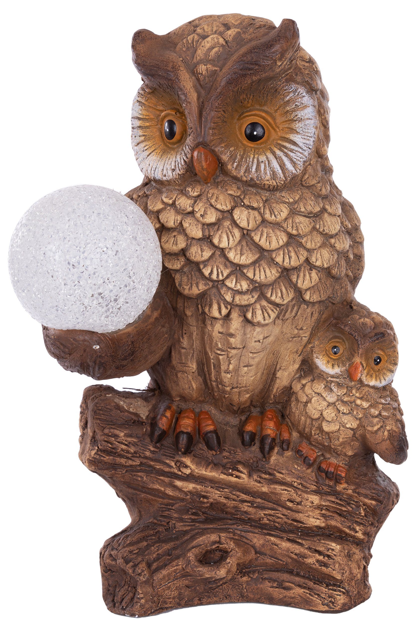 Wohnando LED Dekoobjekt Eulen-Dekoration mit beleuchteten Schneekugel für Drinnen und Draußen