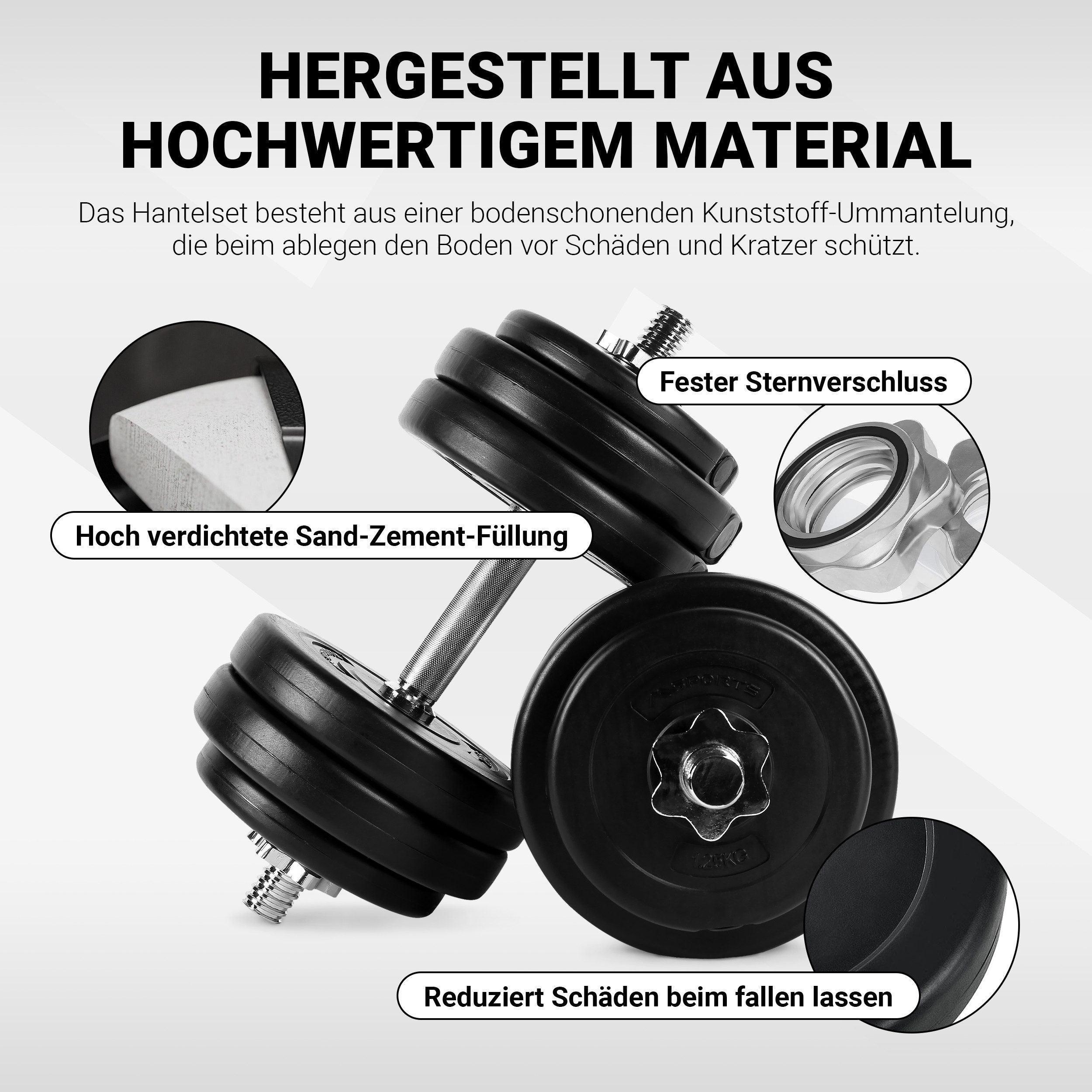 MSports® Hantel MSPORTS Hantelset - auswählbar - 20 kg oder 30 kg Kurzhantelset