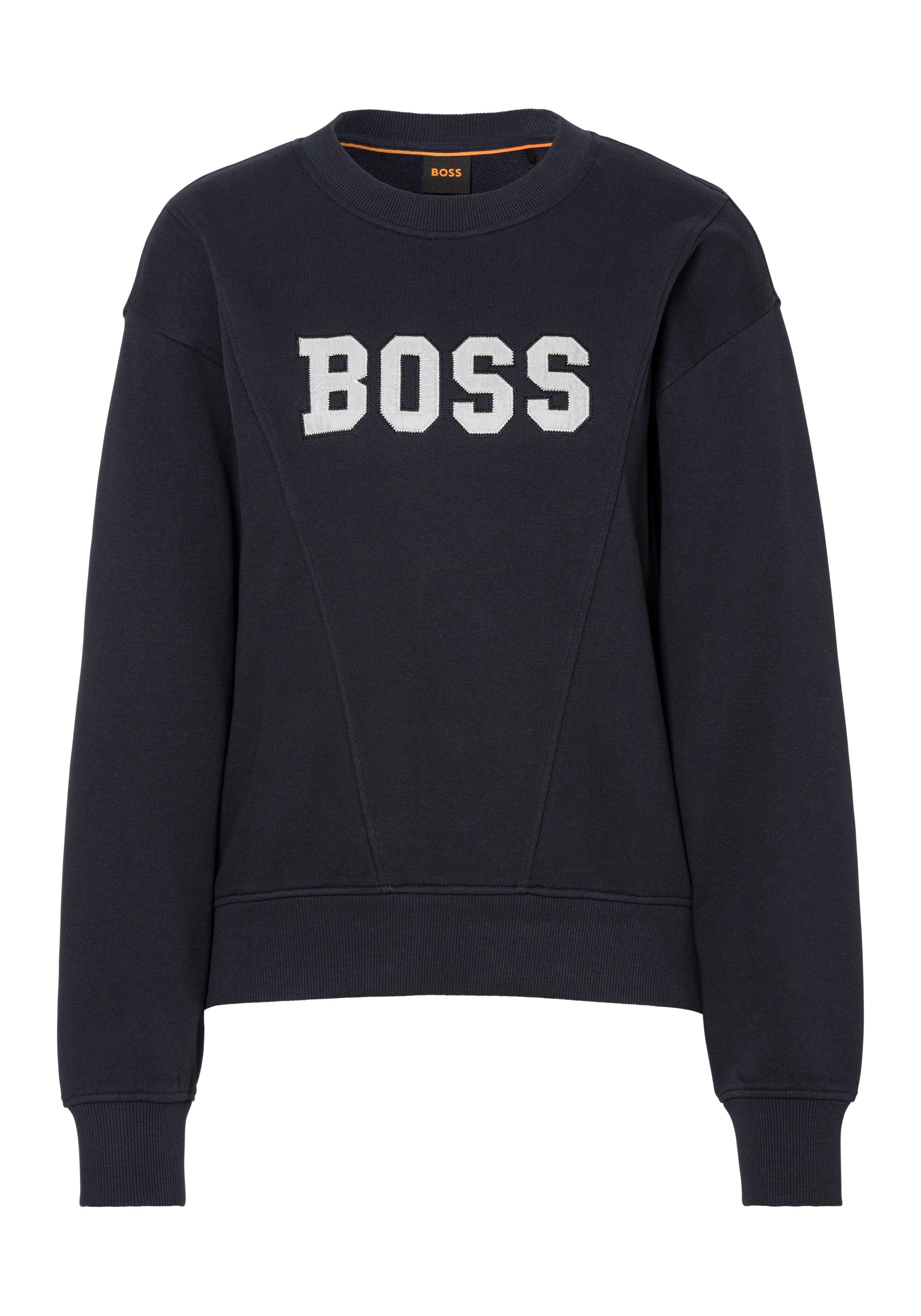 BOSS ORANGE Sweatshirt C_Eprep_2 mit BOSS-Logostickerei dunkelblau