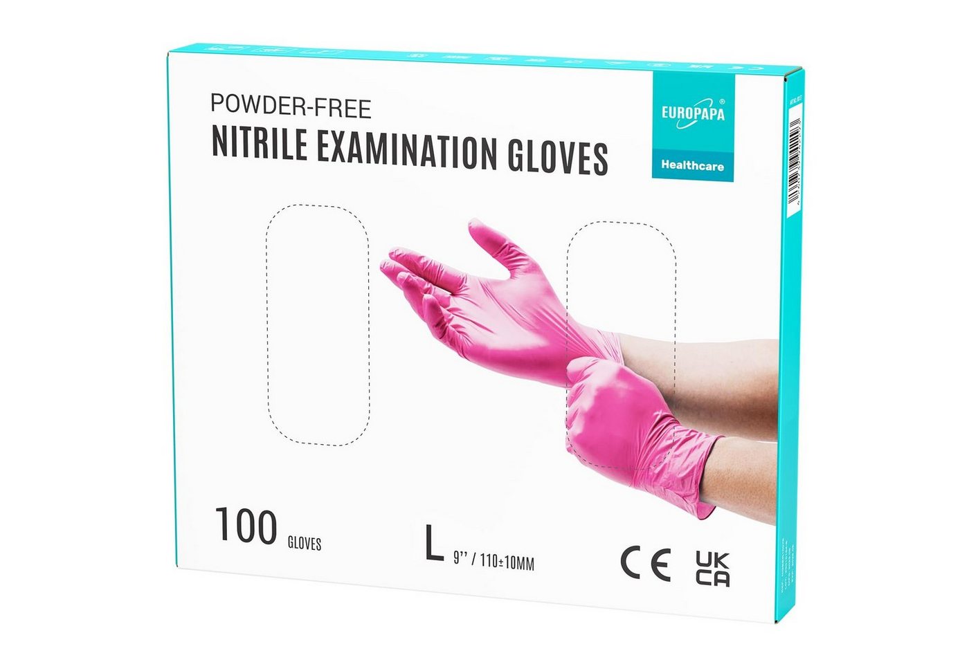EUROPAPA Nitril-Handschuhe Medical Einmalhandschuhe Untersuchungshandschuhe (100 Stück, puderfrei ohne Latex, Gummihandschuhe) unsteril latexfrei disposible gloves