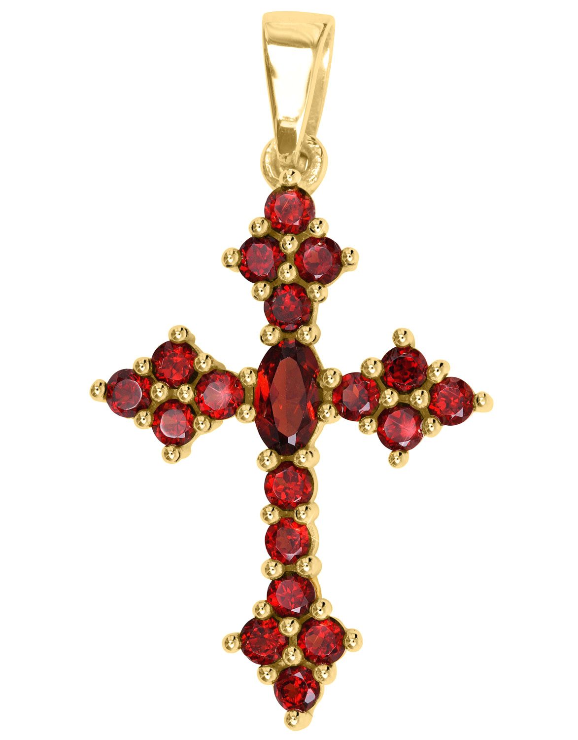 My Gold Kreuzanhänger Damen Kreuz Kettenanhänger Gold 375 (9 Karat) Granat - Glorian (Set, 1-tlg., inkl. Schmuckbox), Geschenke