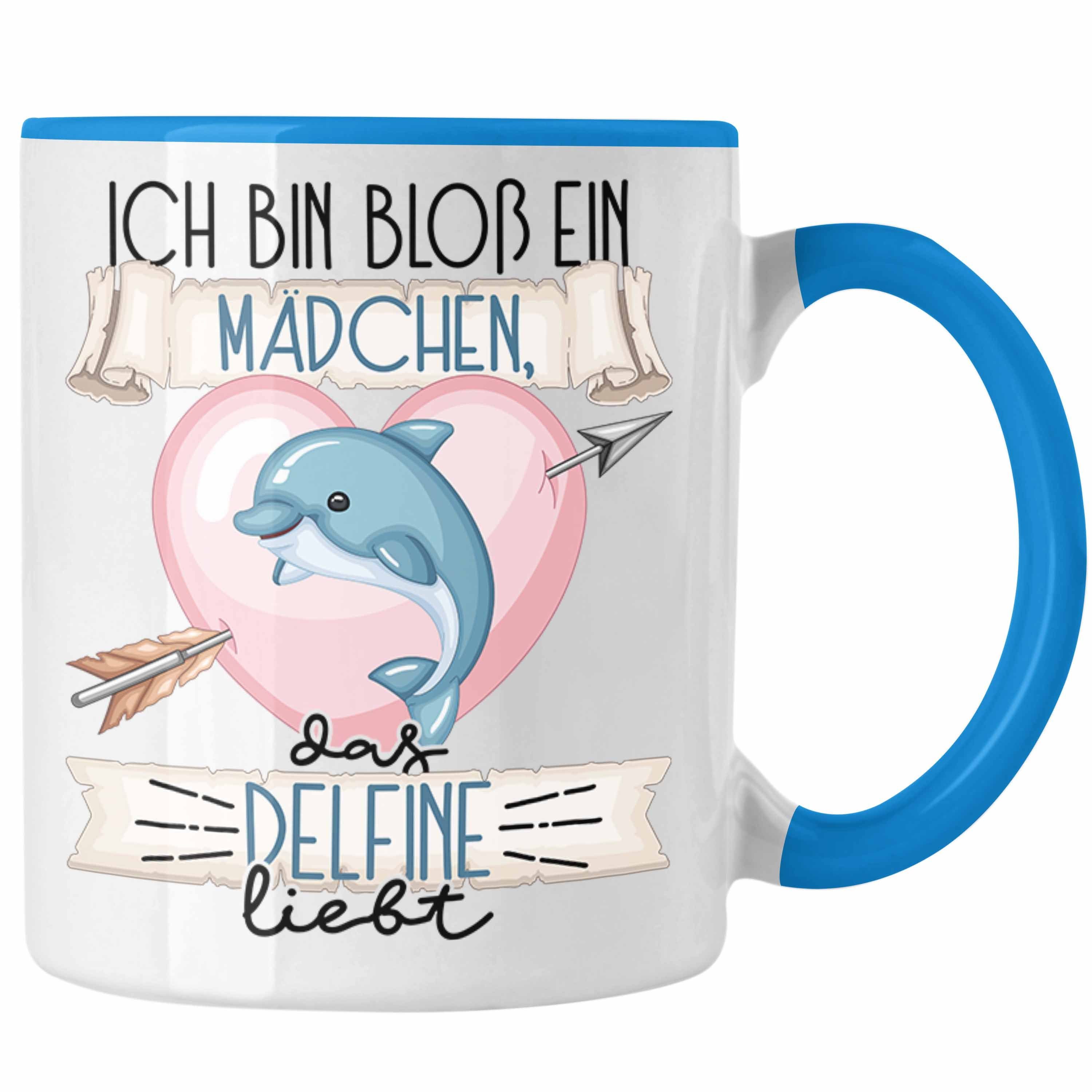 Trendation Tasse Delfine Tasse Geschenk Frauen Ich Bin Bloß Ein Mädchen Das Delfine Lie Blau