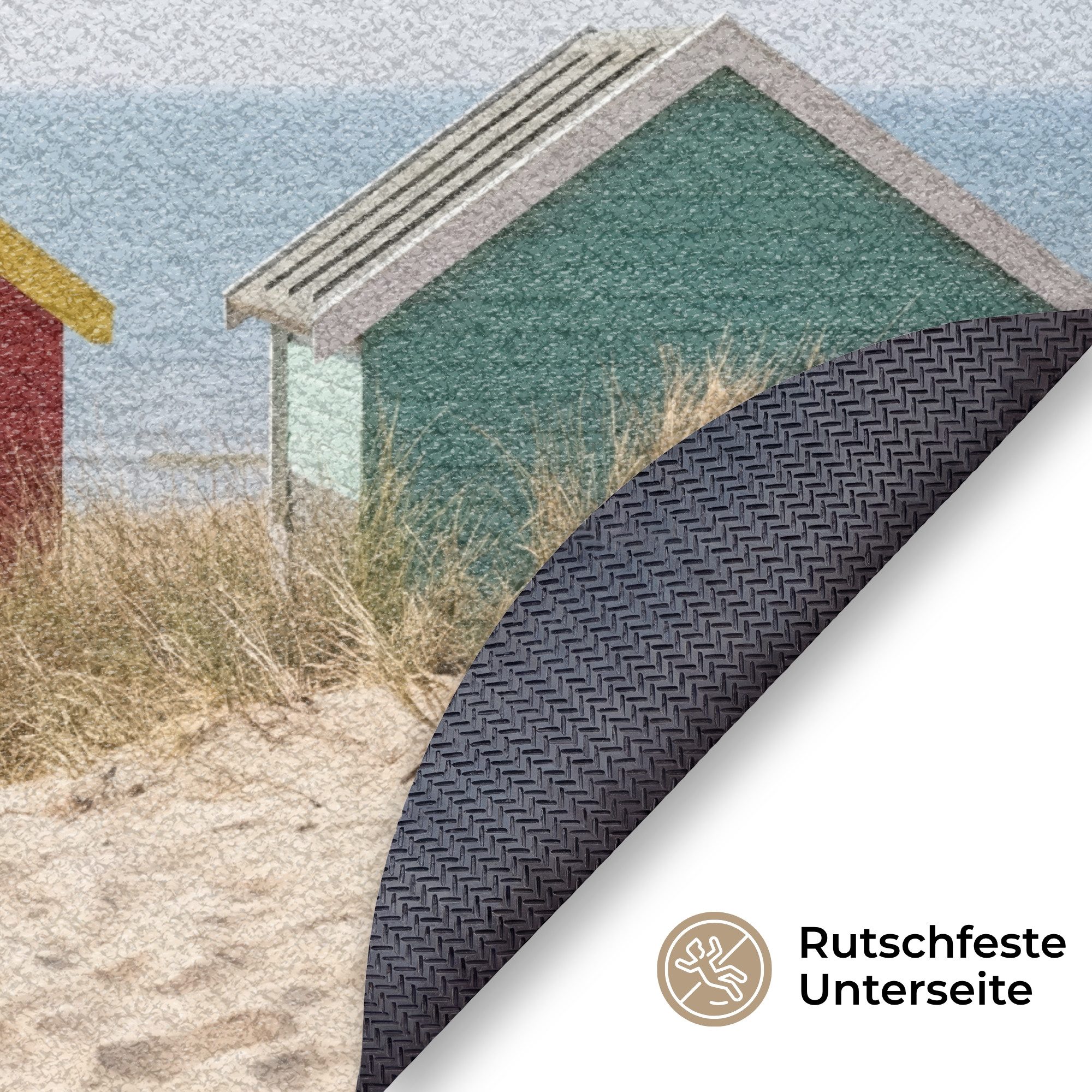 MuchoWow Fußmatte Rund Strand - Ferienhäuser - Farbenfroh - Dünen, Rechteckig, Sauberlaufmatte, Fußabtreter, Türvorleger 120x120 cm