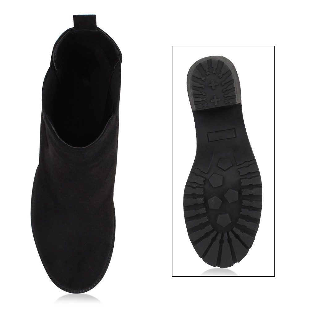 VAN HILL 76870 Chelseaboots Damen Stiefeletten Chelsea Boots Profilsohle 70?s