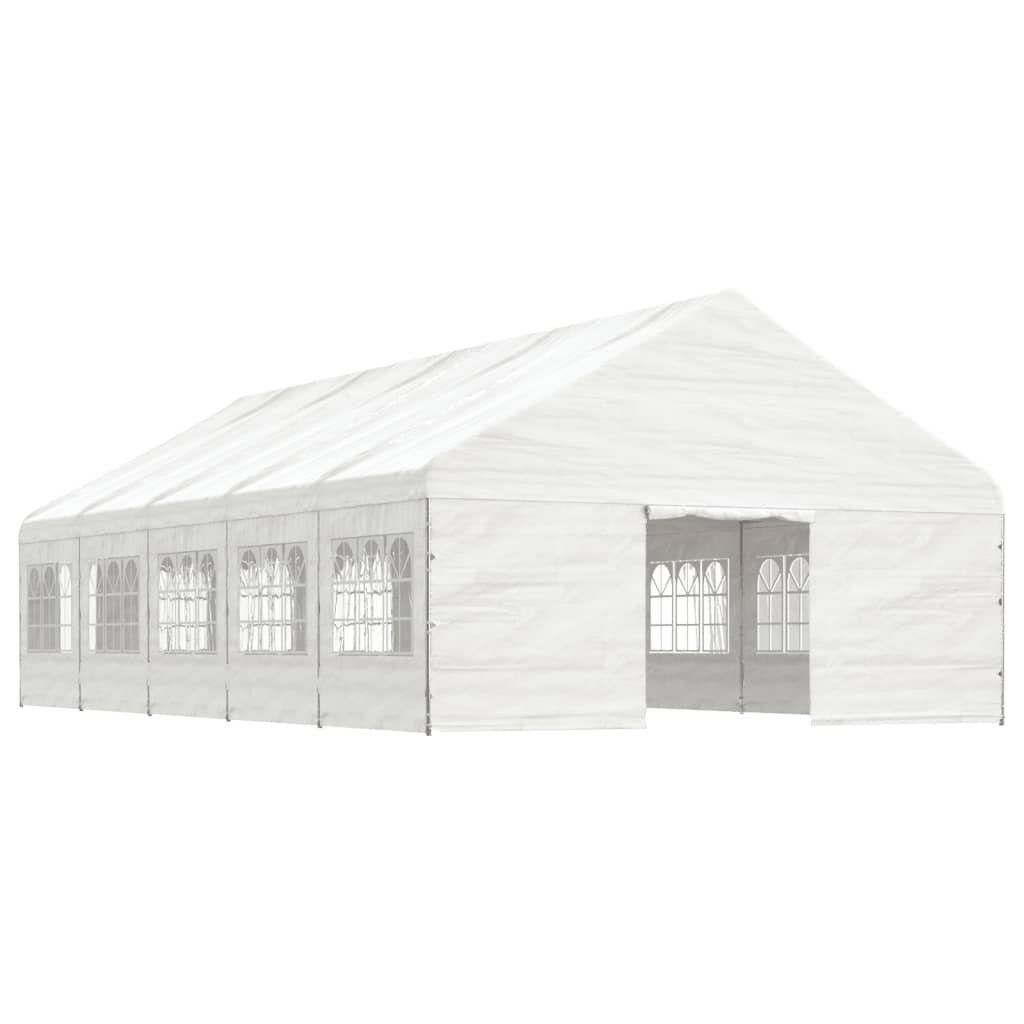 vidaXL Partyzelt Pavillon mit Dach Weiß 11,15x5,88x3,75 m Polyethylen