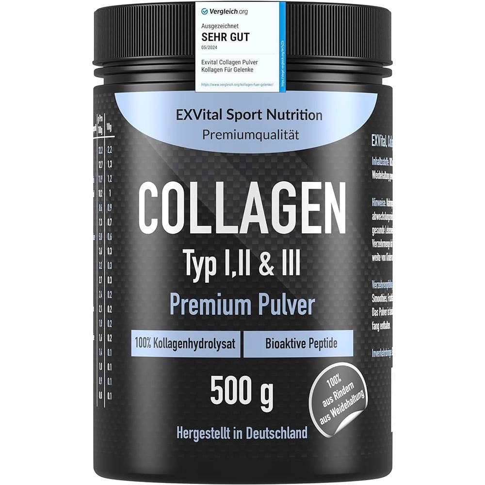 Collagen Pulver, Kollagen Hydrolysat Peptide, Typ 1, 2 & 3 Pulver, 500 g