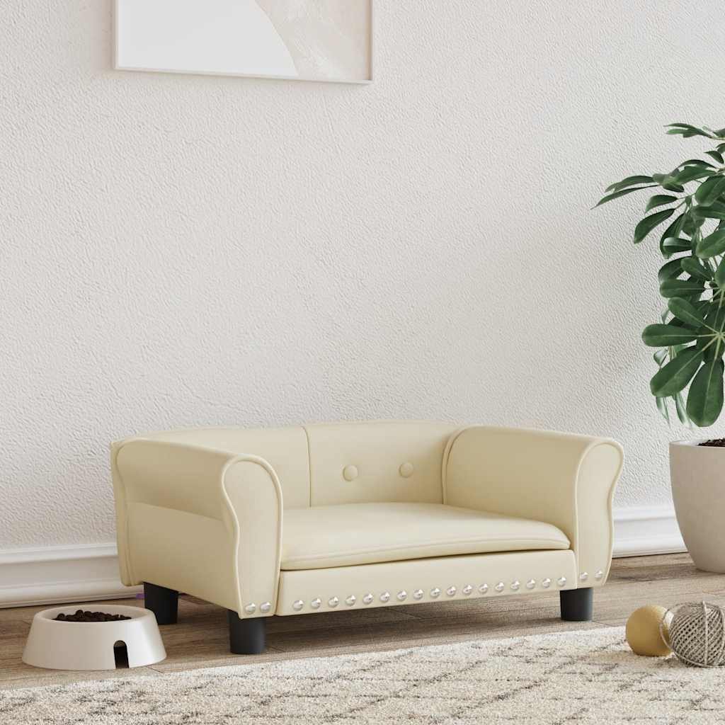 vidaXL Tierbett, Hundebett Creme 70x45x30 cm Kunstleder