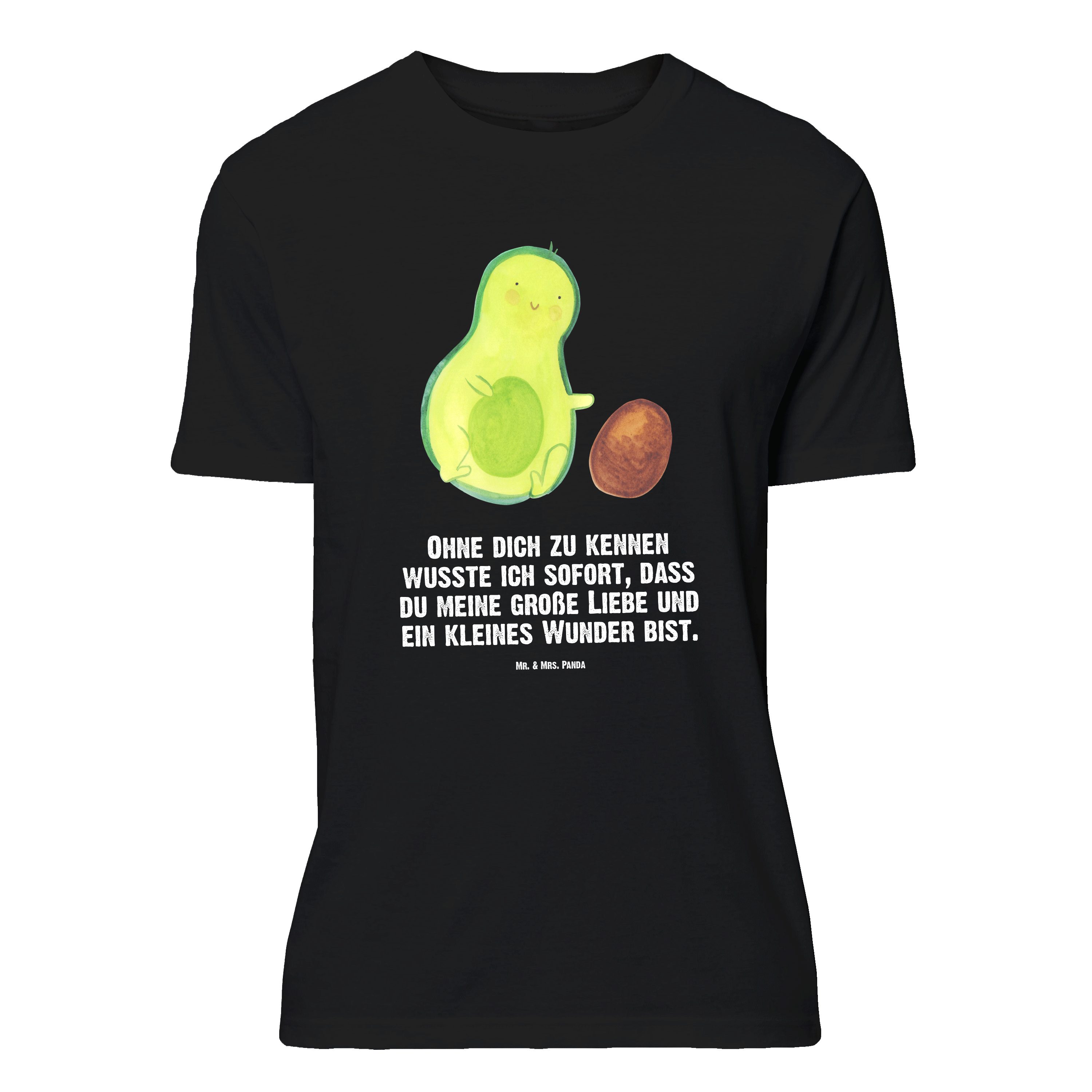 Mr. & Mrs. Panda T-Shirt Avocado Kern rollt, Розмір L T-Shirt, Schwarz, Geburtstag, Schwangersc (Packung, 1-tlg)