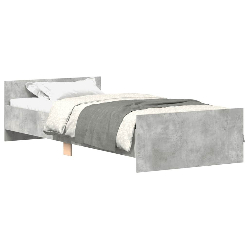 furnicato Bettgestell Betongrau 203x93x50 cm aus Holzwerkstoff und massivem (1-tlg)