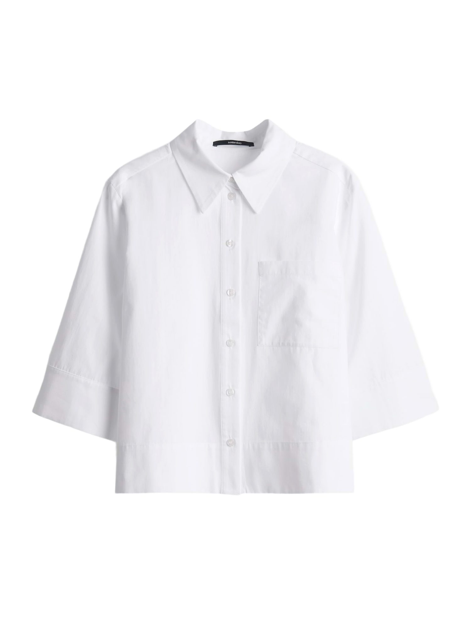 someday Blusenshirt weiß,Casual,Baumwolle,Unifarben,Hemdblusenkragen,1/2 Arm,Boxy Fit