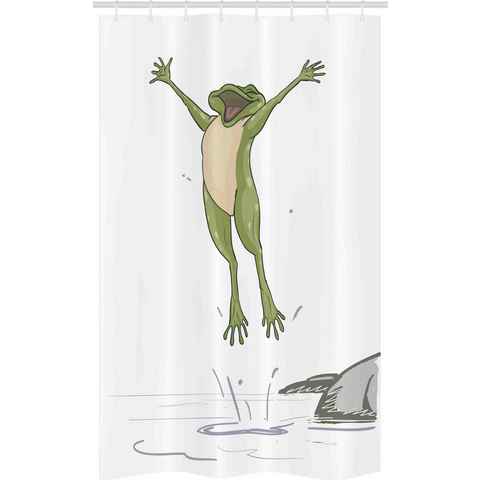 Abakuhaus Duschvorhang Badezimmer Deko Set aus Stoff mit Haken Breite 120 cm, Höhe 180 cm, Frosch Glückliches Springen Toad Humor