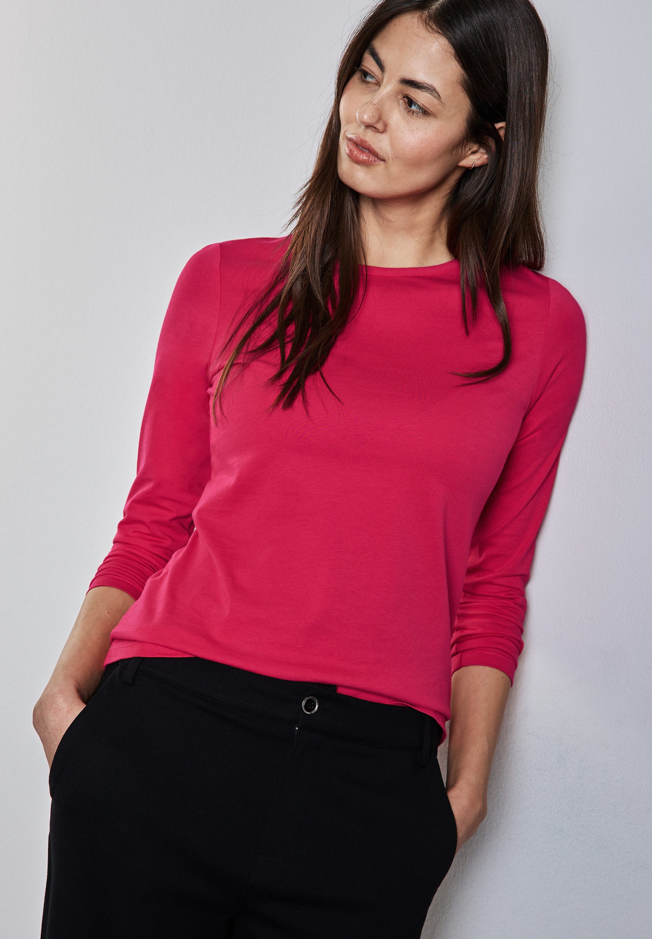 STREET ONE Langarmshirt aus reiner Baumwolle