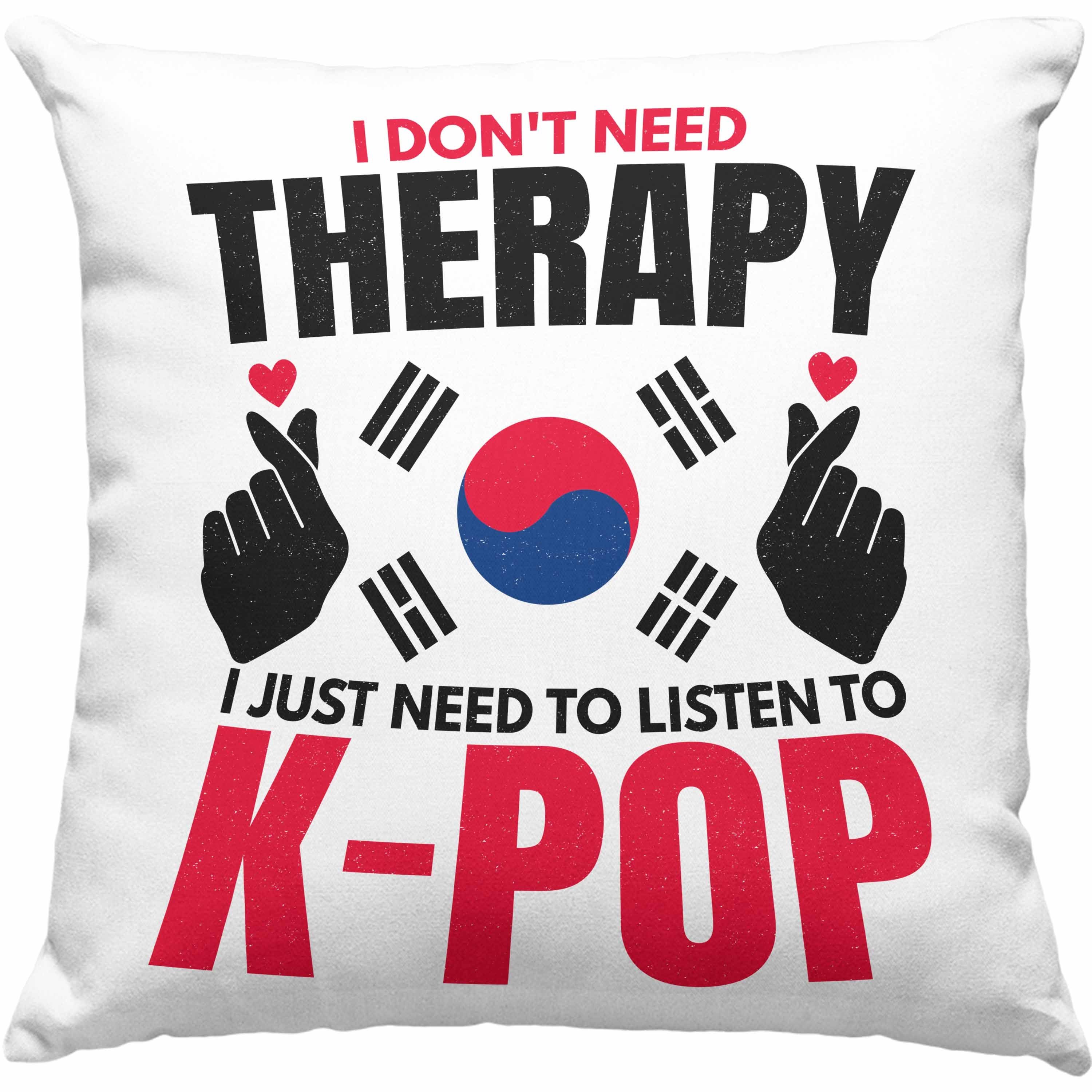 Geschenkidee Geschenk Südkorea Kpop Dekokissen Füllung Koreal mit Grün Trendation Trendation Style - K-Pop Spruch Dekokissen Kissen 40x40