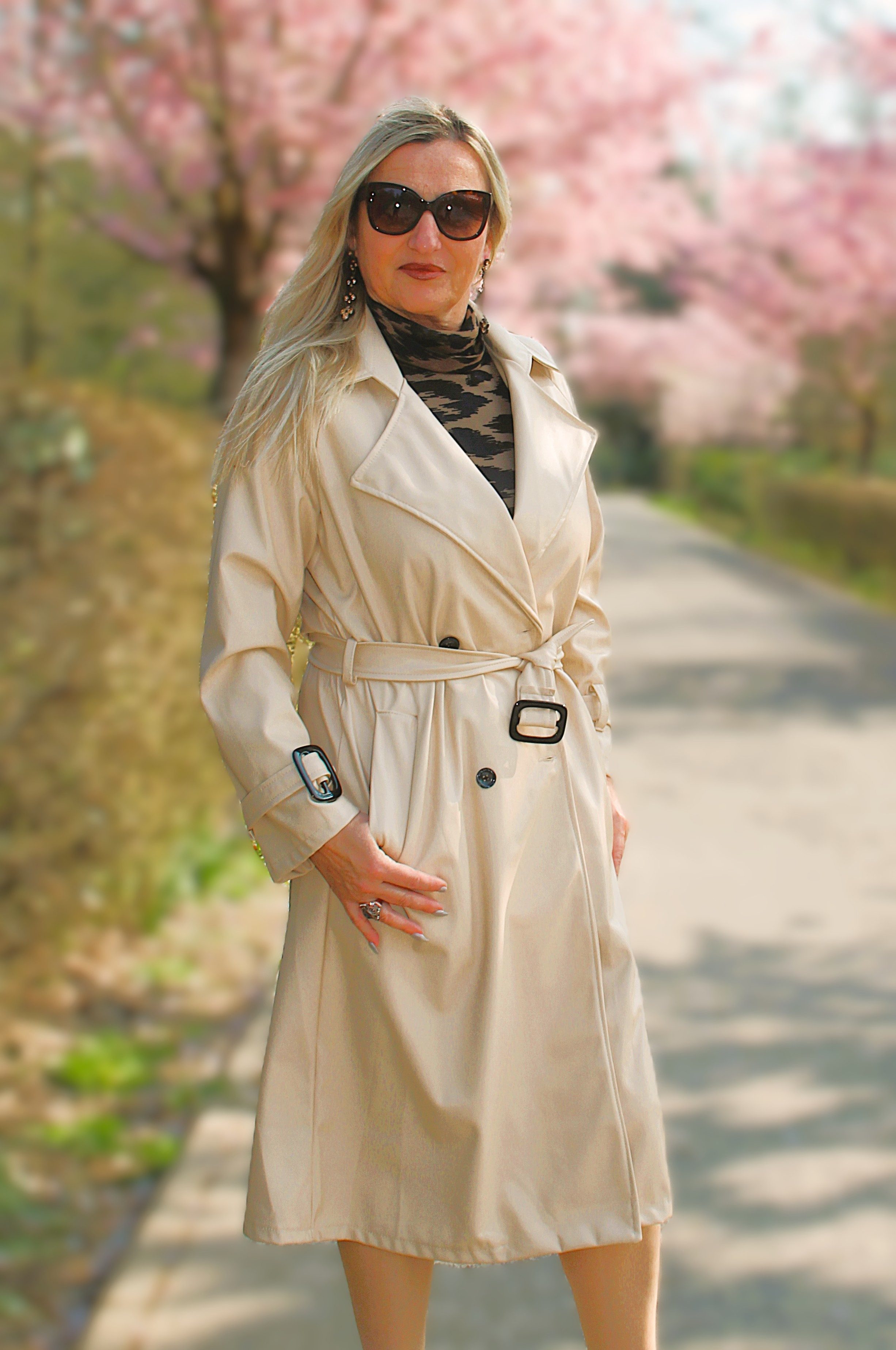 Be Noble Ledermantel Mailand beige Eleganter günstig online kaufen