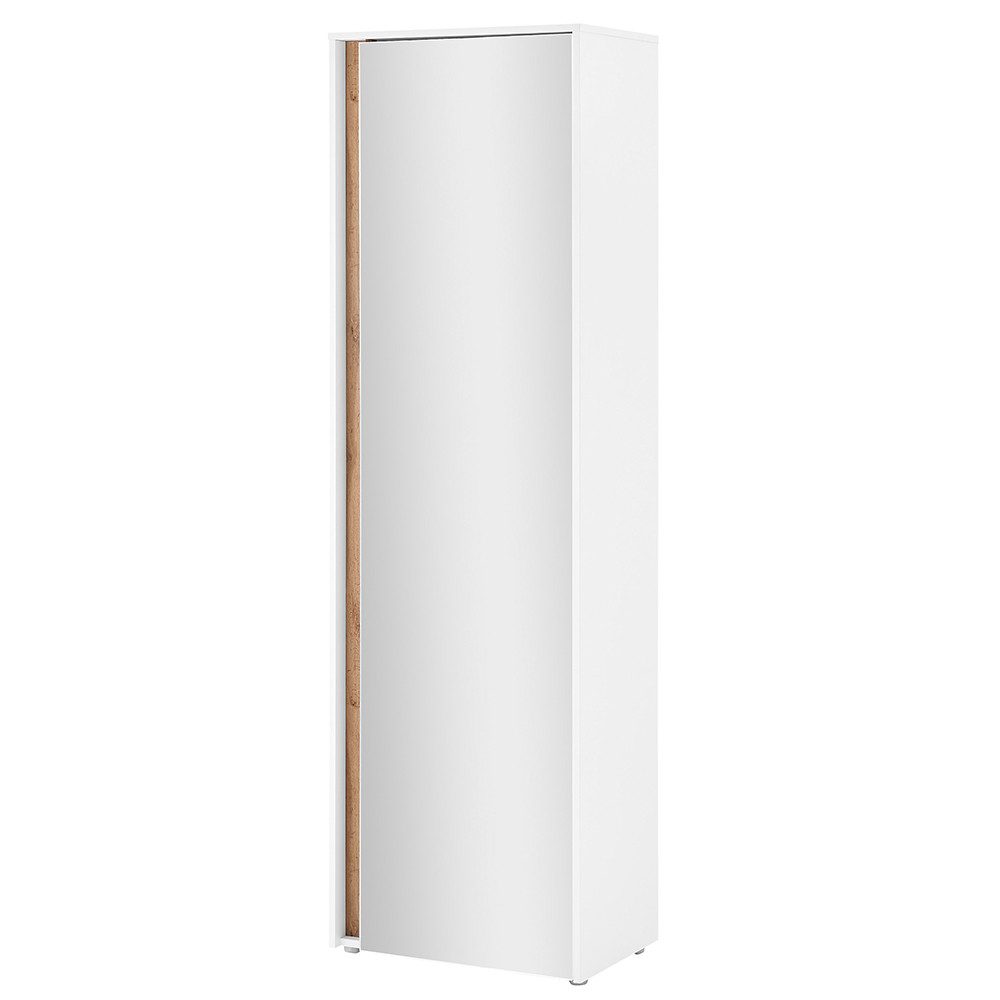 Lomadox Garderobenschrank CRISP-61 in weiß mit Wotan Eiche Nb., 1 Spiegeltür, 60 cm breit
