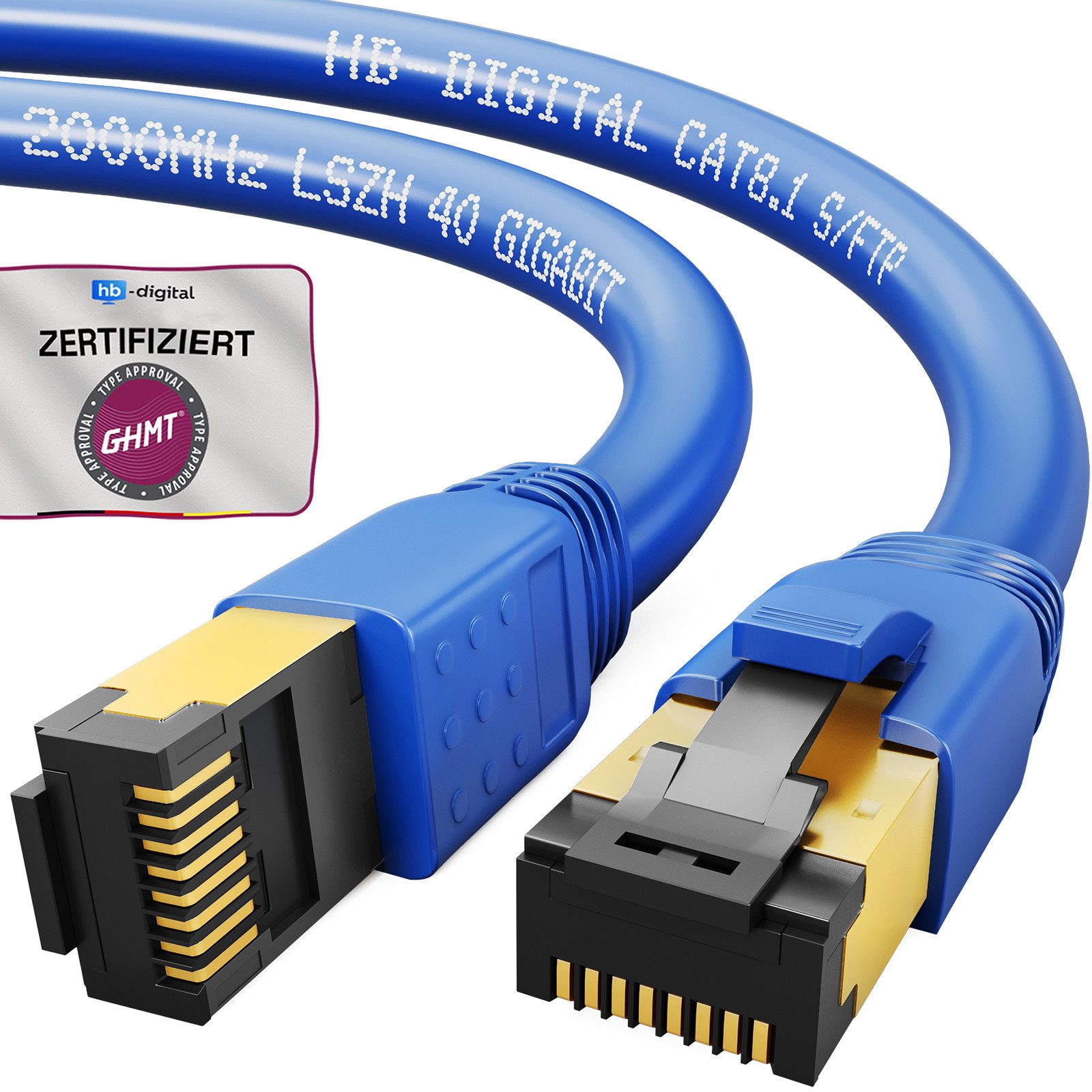 HB-DIGITAL Patchkabel CAT 8 LAN Kabel Netzwerkkabel CAT 8.1 RJ45 S/FTP LSZH Netzwerkkabel, (25 cm), Doppelte Abschirmung