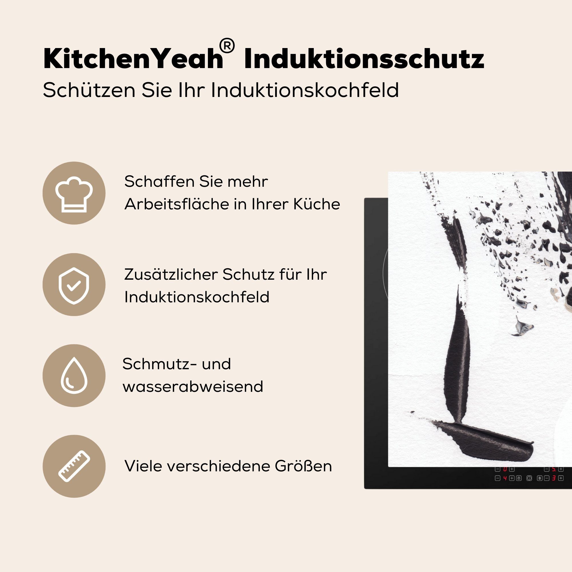 MuchoWow Herdblende-/Abdeckplatte Farbe 81x52 Ceranfeldabdeckung (1 cm, Vinyl, Design Schutz für tlg), küche, - die Abstrakt, Induktionskochfeld 