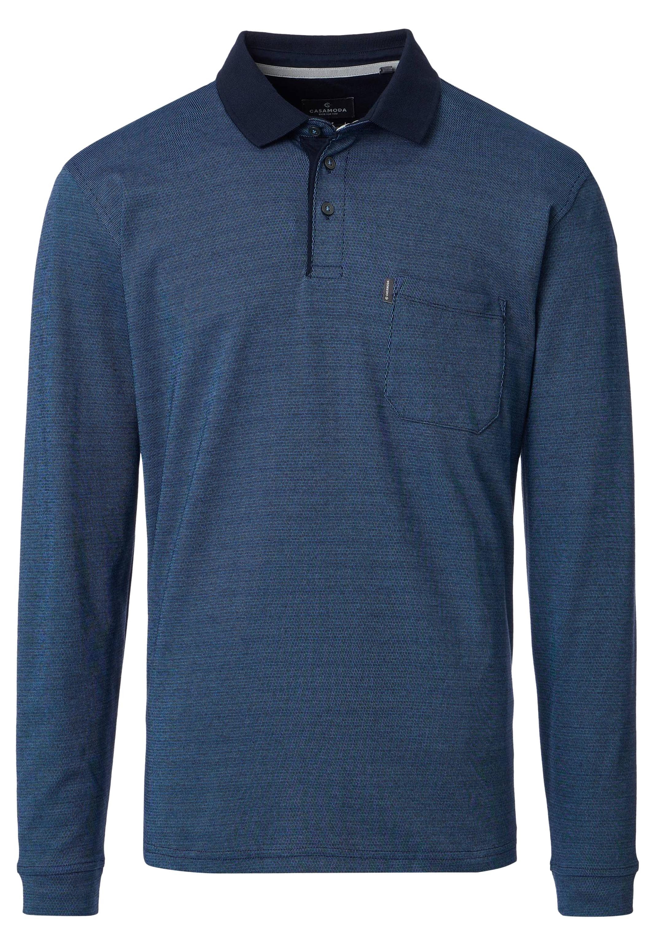 CASAMODA Langarm-Poloshirt Basic (1-tlg) Poloshirt - Baumwolle - Atmungsaktiv - Normale Passform – Bild 2 von 4