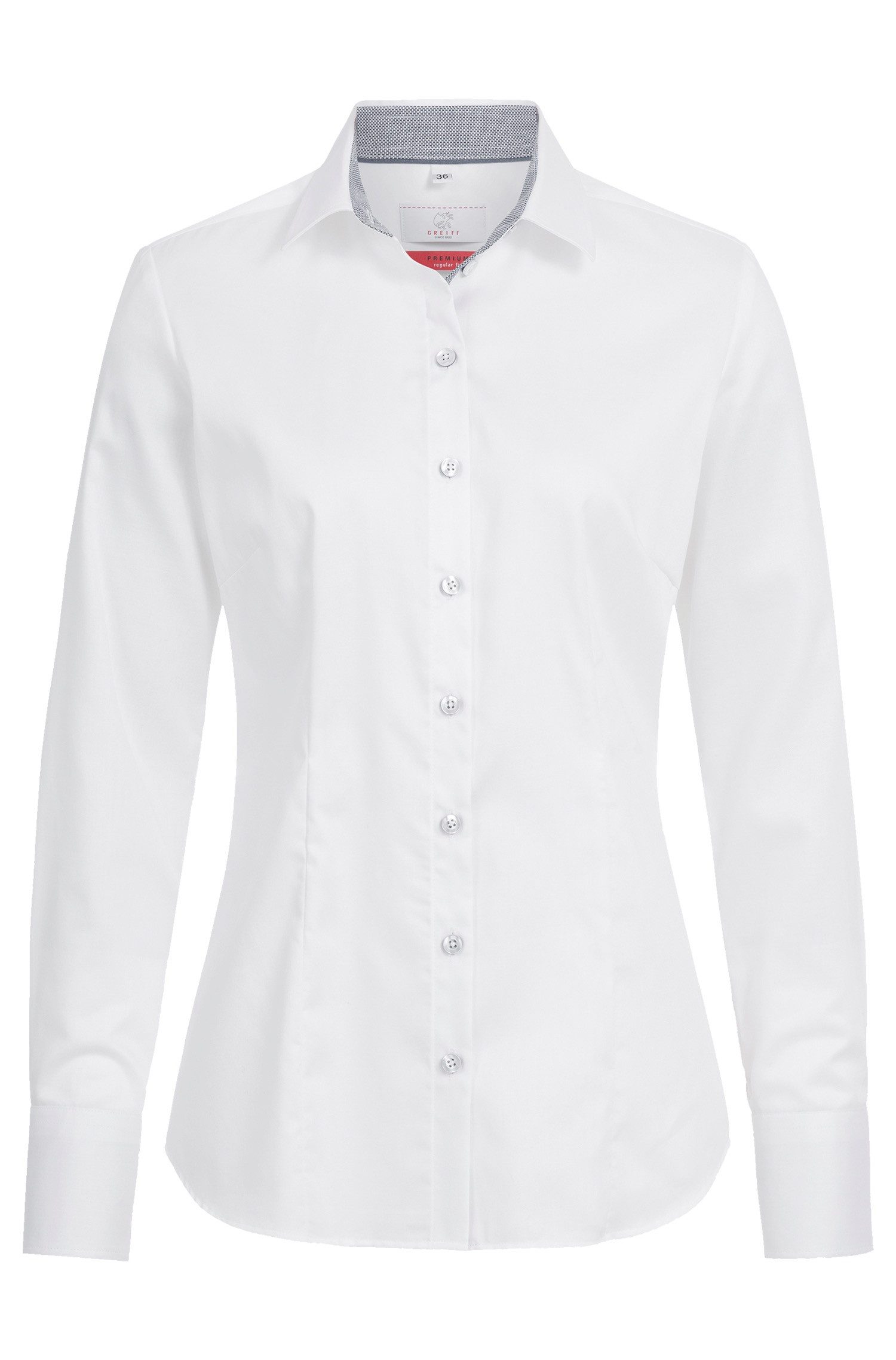 Langarmbluse Greiff Corporate Bluse PREMIUM Damen OEKO TEX® Weiß/Blau 34
