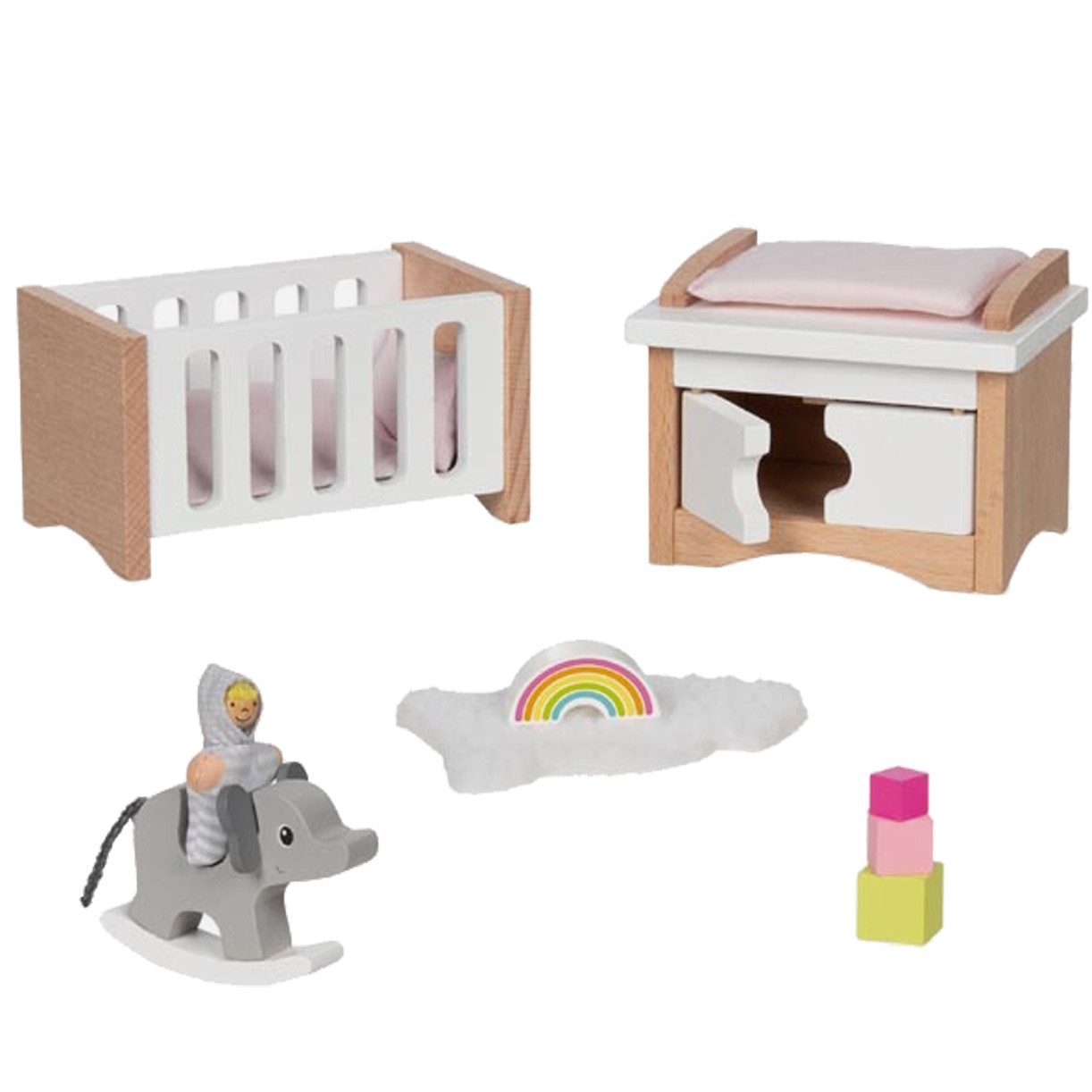 goki Puppenhausmöbel Puppenmöbel Style, Babyzimmer (packung, 12tlg., spar set), Spielspaß und Freude an der Puppenstube