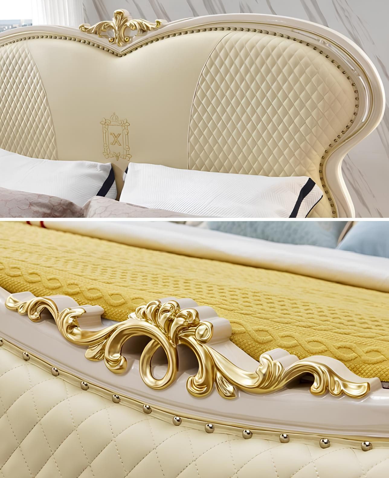 Xlmoebel Schlafzimmer-Set Klassisches Schlafzimmermöbelset in edlem Design, (3 tlg.Schlafzimmer Set (Bett + 2x Nachttisch), Hergestellt in Europa