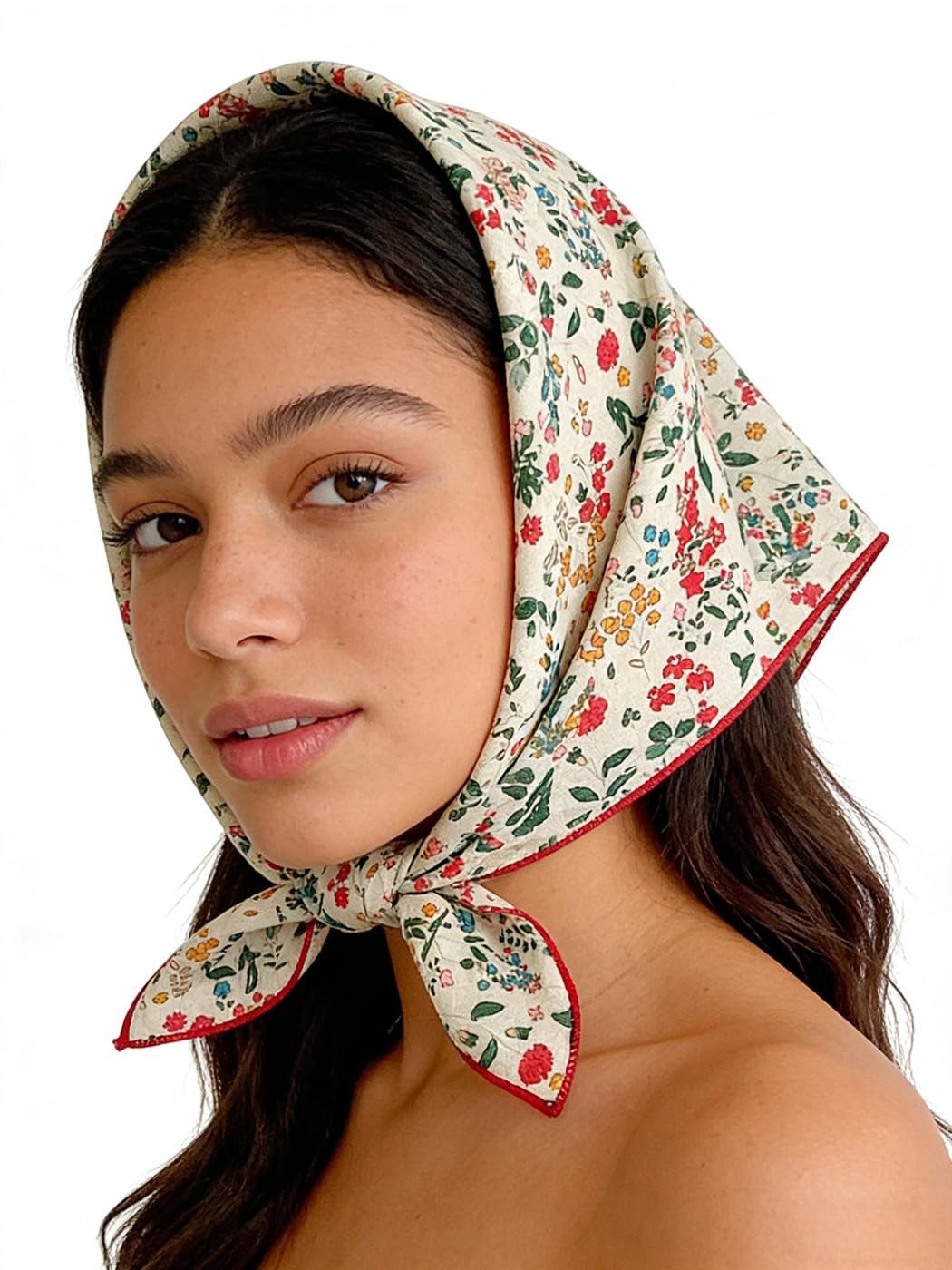Zaewry Seidentuch Modisches Baumwoll-Leinen-Seidentuch, Vintage-Dekoratives Seidentuch, verwendbar als Kopftuch, Haarband, Halstuch oder Taschenaccessoire