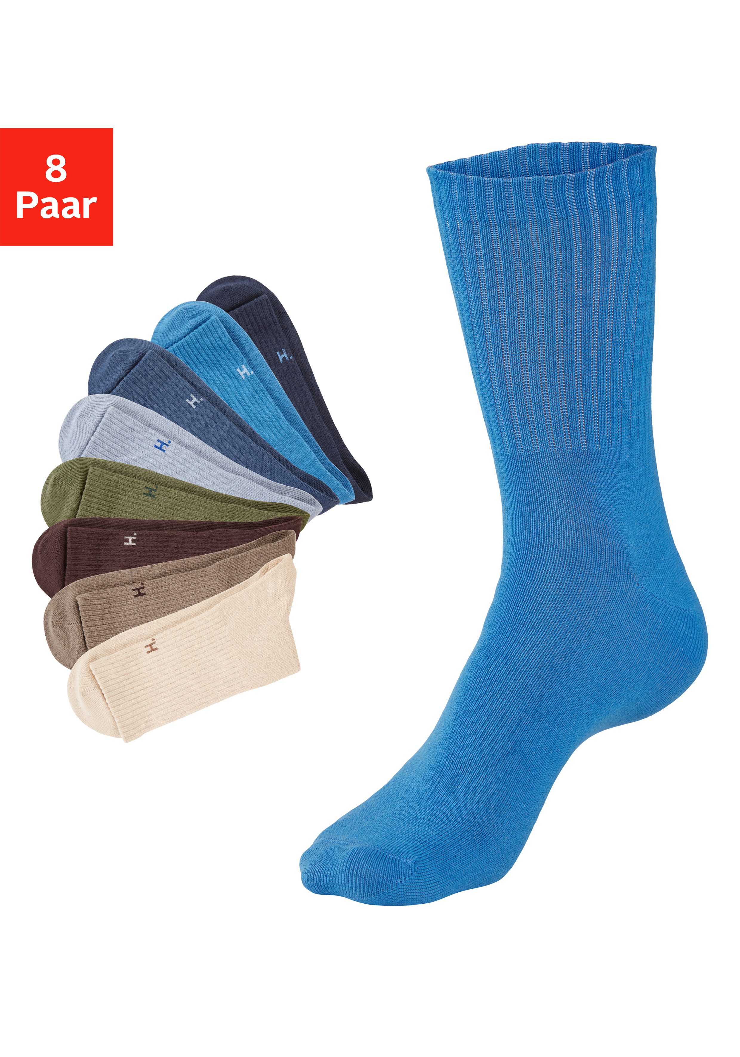 H.I.S Tennissocken Sportsocken Damen, casual (Packung, 8-Paar, Gr. 35-38 bis 39-42) ohne Frottee; ideal auch für den Alltag