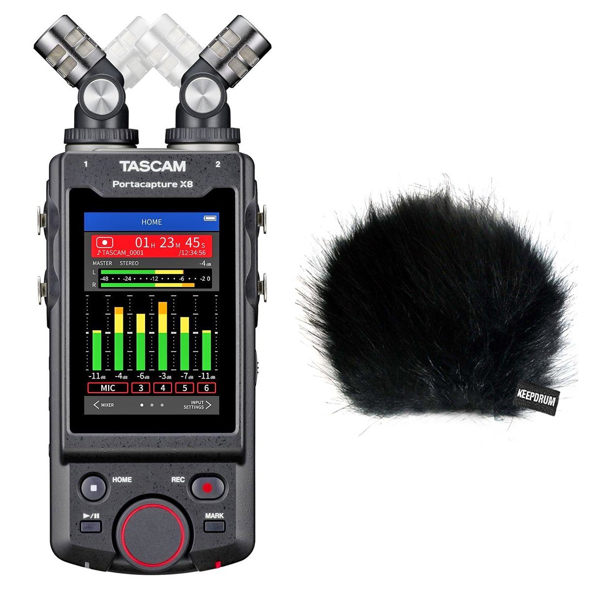 Tascam Portacapture X8 Audio-Recorder mit Windschutz Digitales Aufnahmegerät