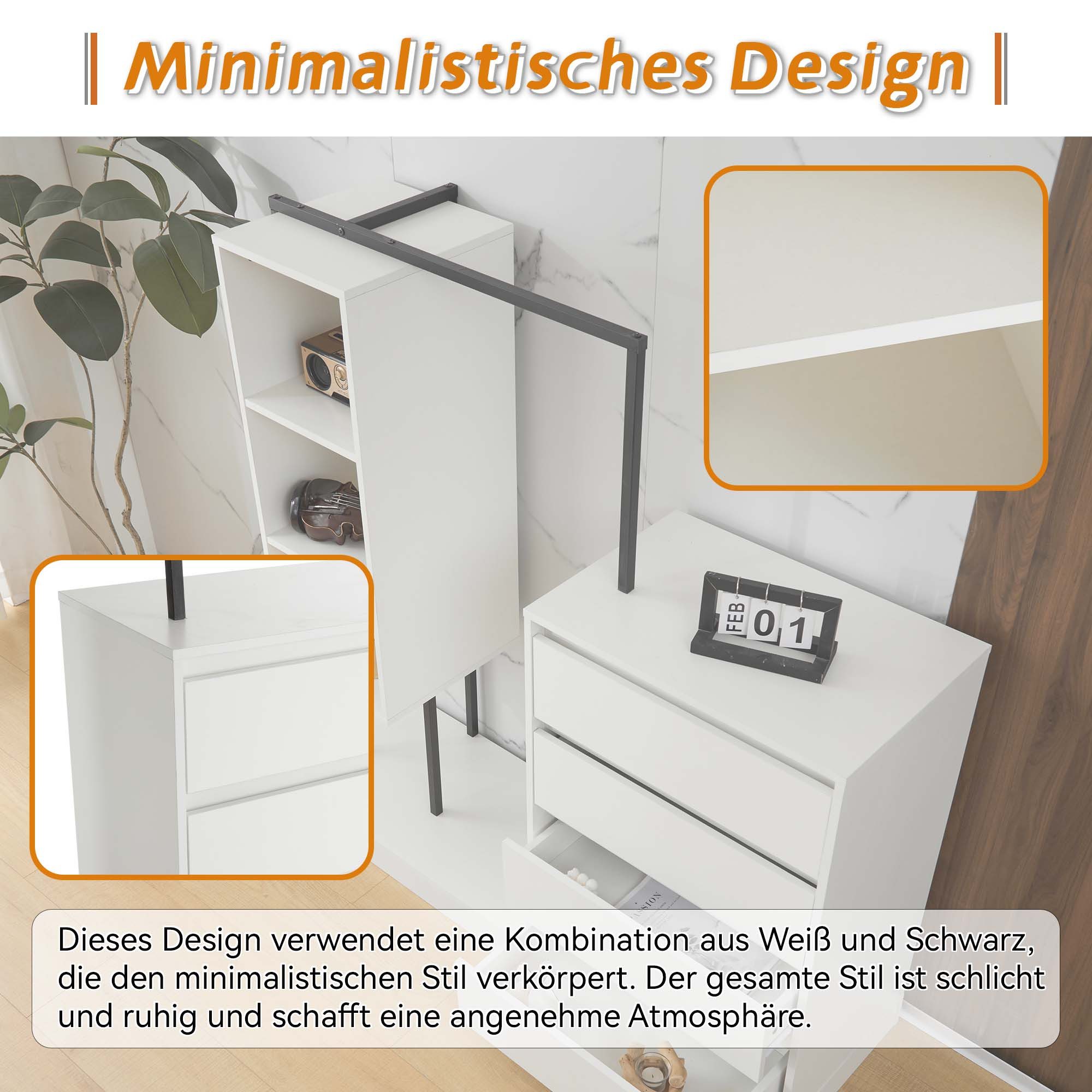 i@home Garderoben-Set Schubladenschrank,Kleiderschrank-Set,weißer Kleidersc günstig online kaufen