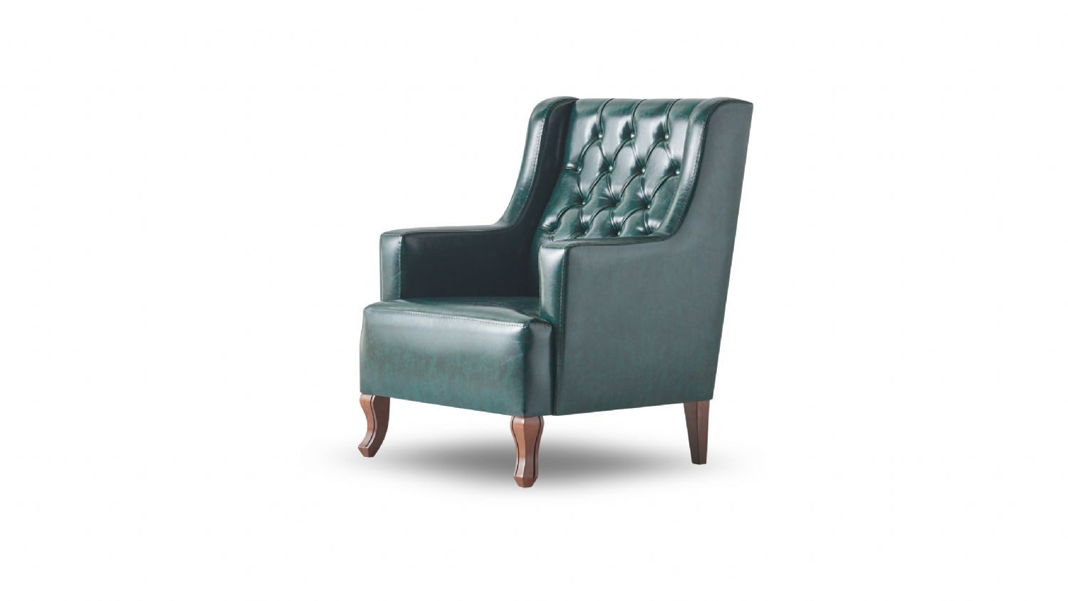 JVmoebel Chesterfield-Sessel Grüner Chesterfield-Sessel mit braunem Leder-Couchtisch (Packung, 3-St., 2x Sessel, Couchtisch), Made in Europe