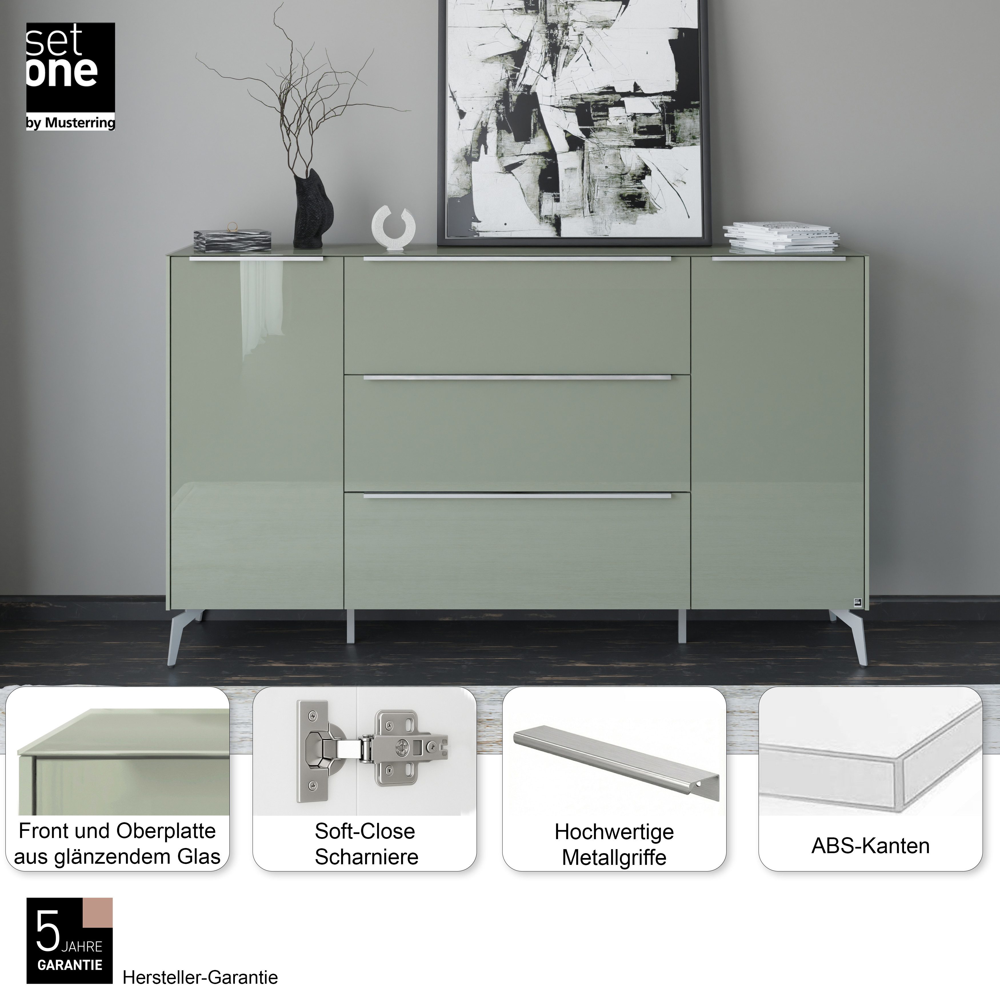 set one by Musterring Sideboard Reno (1 St), Mit Winkelfuß in diversen Farben, 109 cm Höhe & Farbauswahl