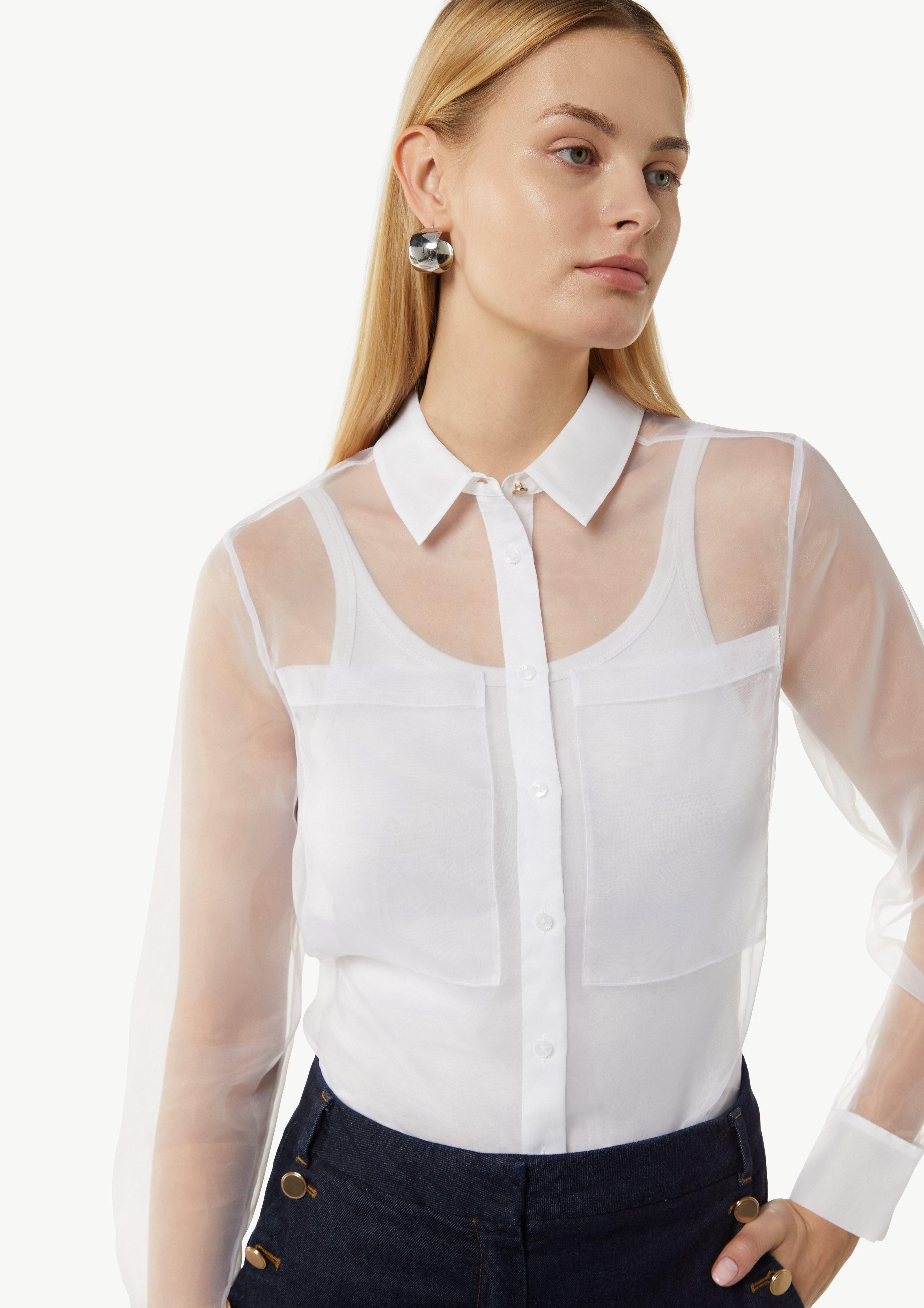 Comma Langarmbluse Transparente Organza-Bluse mit aufgesetzten günstig online kaufen