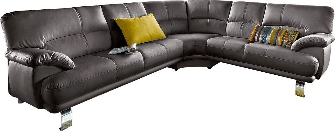TRENDMANUFAKTUR Ecksofa Cecilia in italienischem Design, modern und komfortabel, L-Form, bequeme Armlehnen, mit langem Schenkel