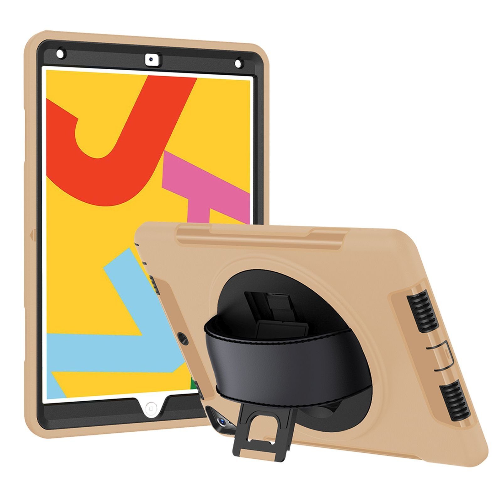 Lobwerk Tablet-Hülle 4in1 Hülle für Apple iPad (7th Generation) 2019/2020/2021 10.2 Zoll +H, Sturzdämpfung, Aufstellfunktion, Outdoor