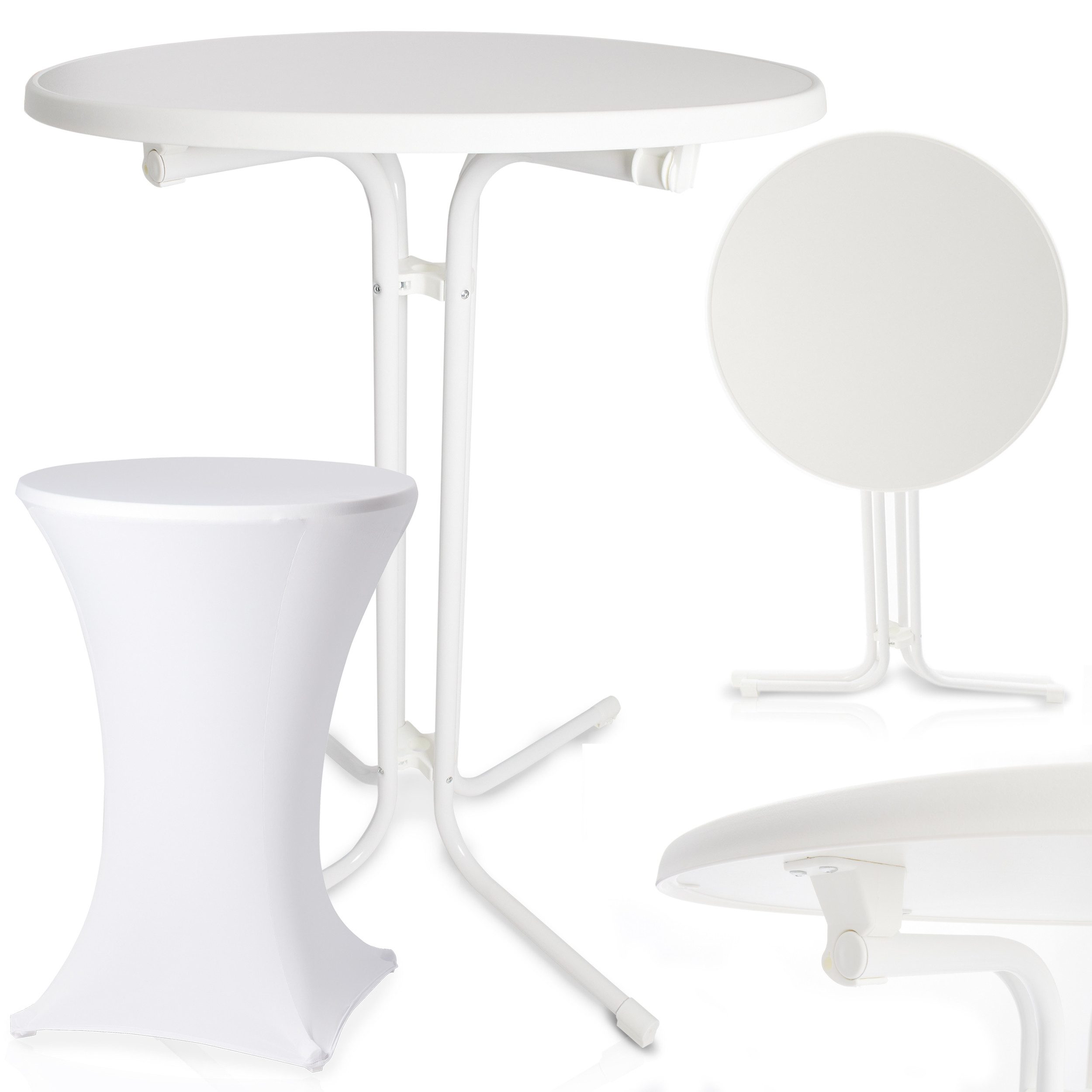 Onbest Stehtisch mit Tischhusse Ø 80 cm klappbar, 2,5 cm Holzplatte, 60 kg günstig online kaufen