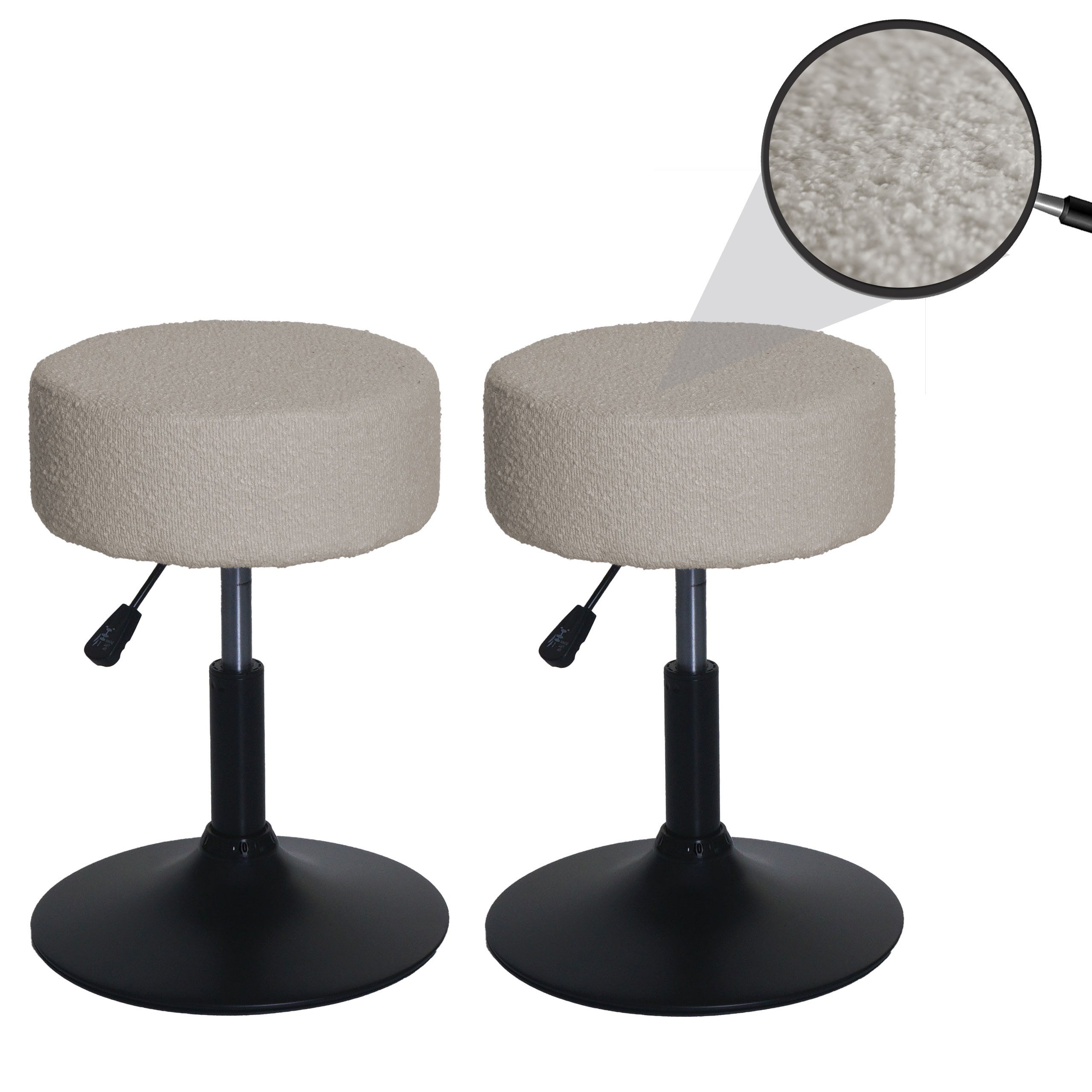PROREGAL® Drehhocker Hocker höhenverstellbar und drehbar (2 St), 360° drehbar & stufenlos höhenverstellbarer Sitzhocker Schminkhocker