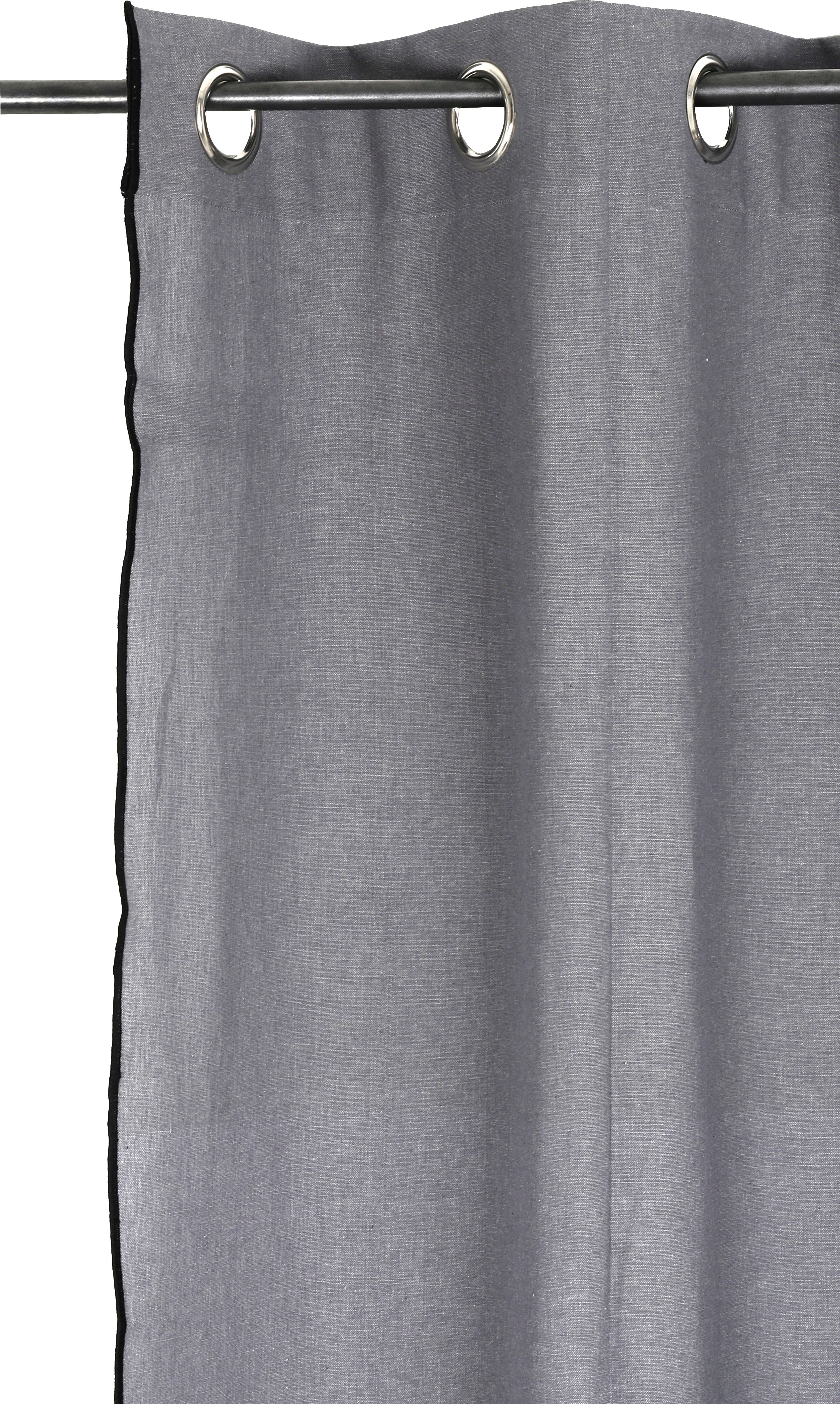 Vorhang Ellen, mit verschiedene Größen andas, schwarzen grau Ösen (1 Unifarben St), Overlocknaht, blickdicht,
