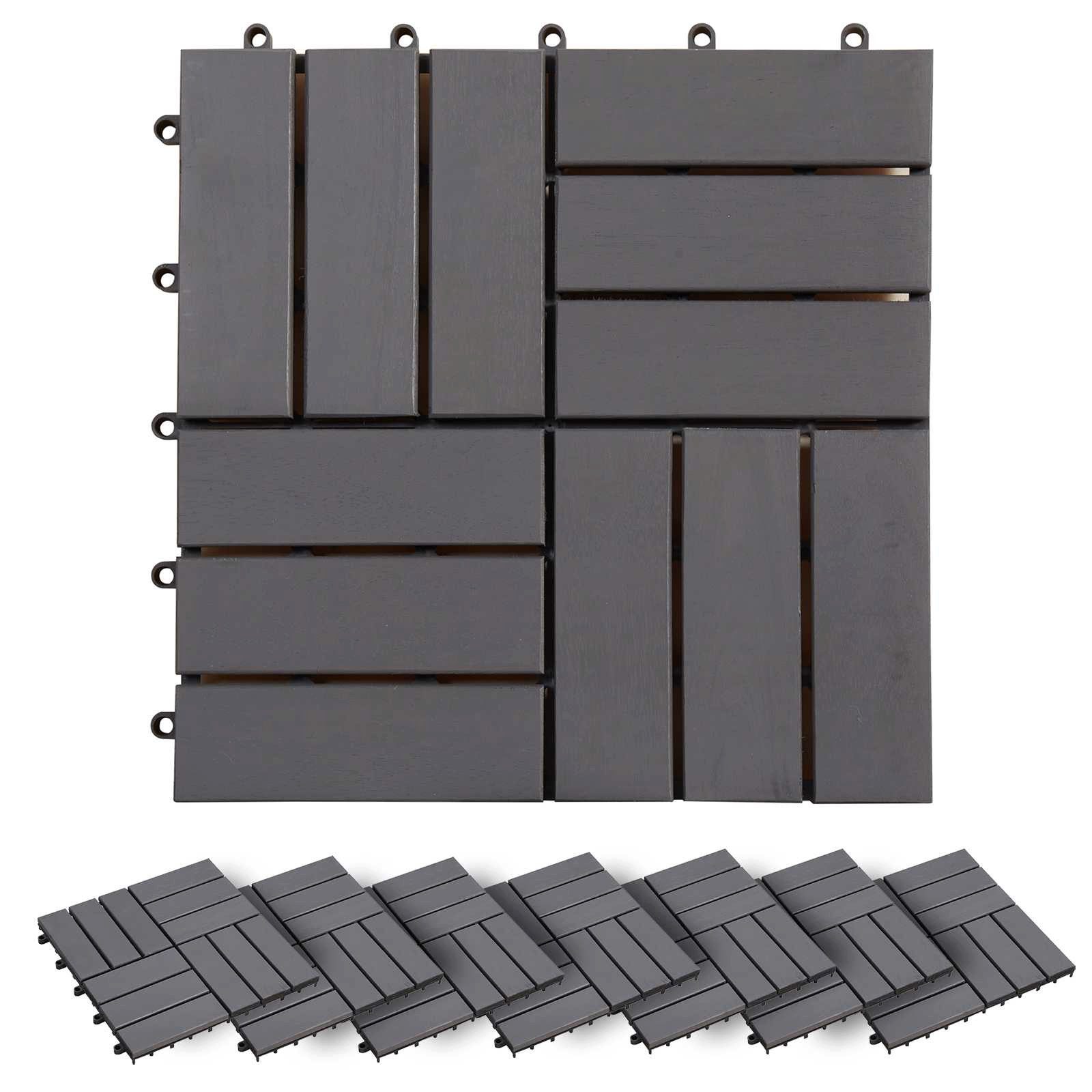 vidaXL Terrassendielen Terrassenfliese 20 stk. Grau 30 x 30 cm n-Hartholz, BxL: je 30x30 cm, (20-St)