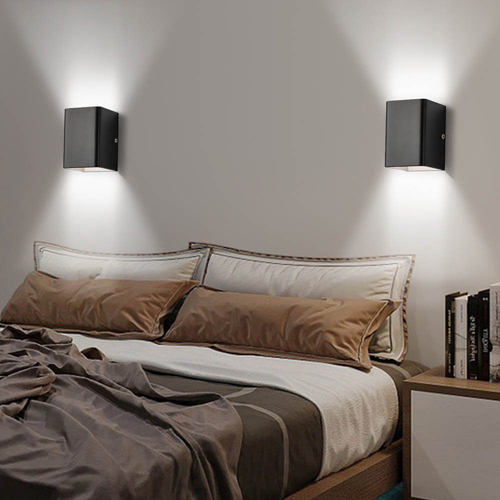 Rosnek LED Wandleuchte 5W, Schlafzimmer Warmweiß, Aluminium, Deko Wohnzimmer, nach für fest oben RGB, Modern, leuchtet verdrahtet, und Weiß, unten, Flur