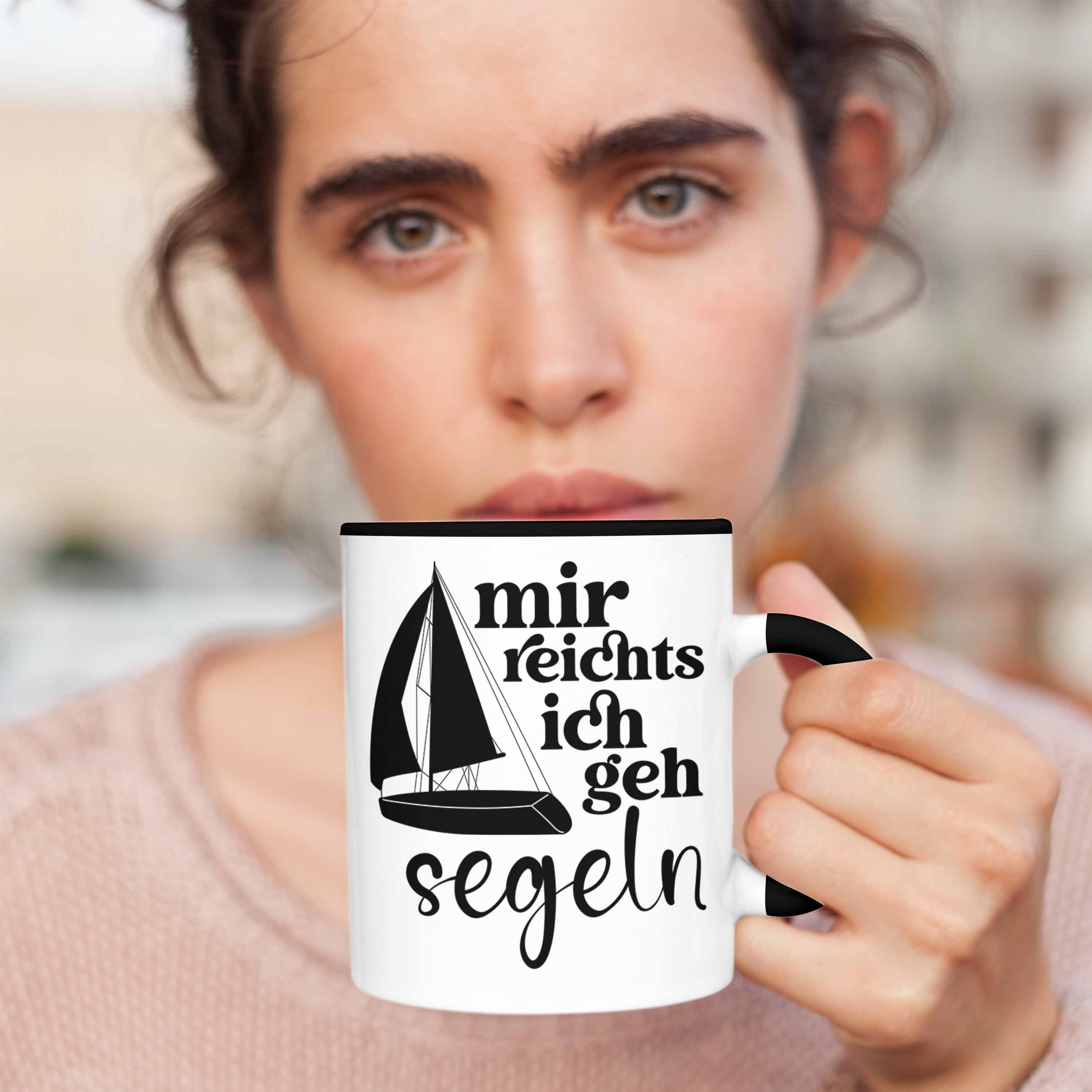 Trendation Tasse Trendation - Kaffeetasse Segler Spruch Segler Geschenkidee Schwarz als Lustiges für Tasse Segelboot mit