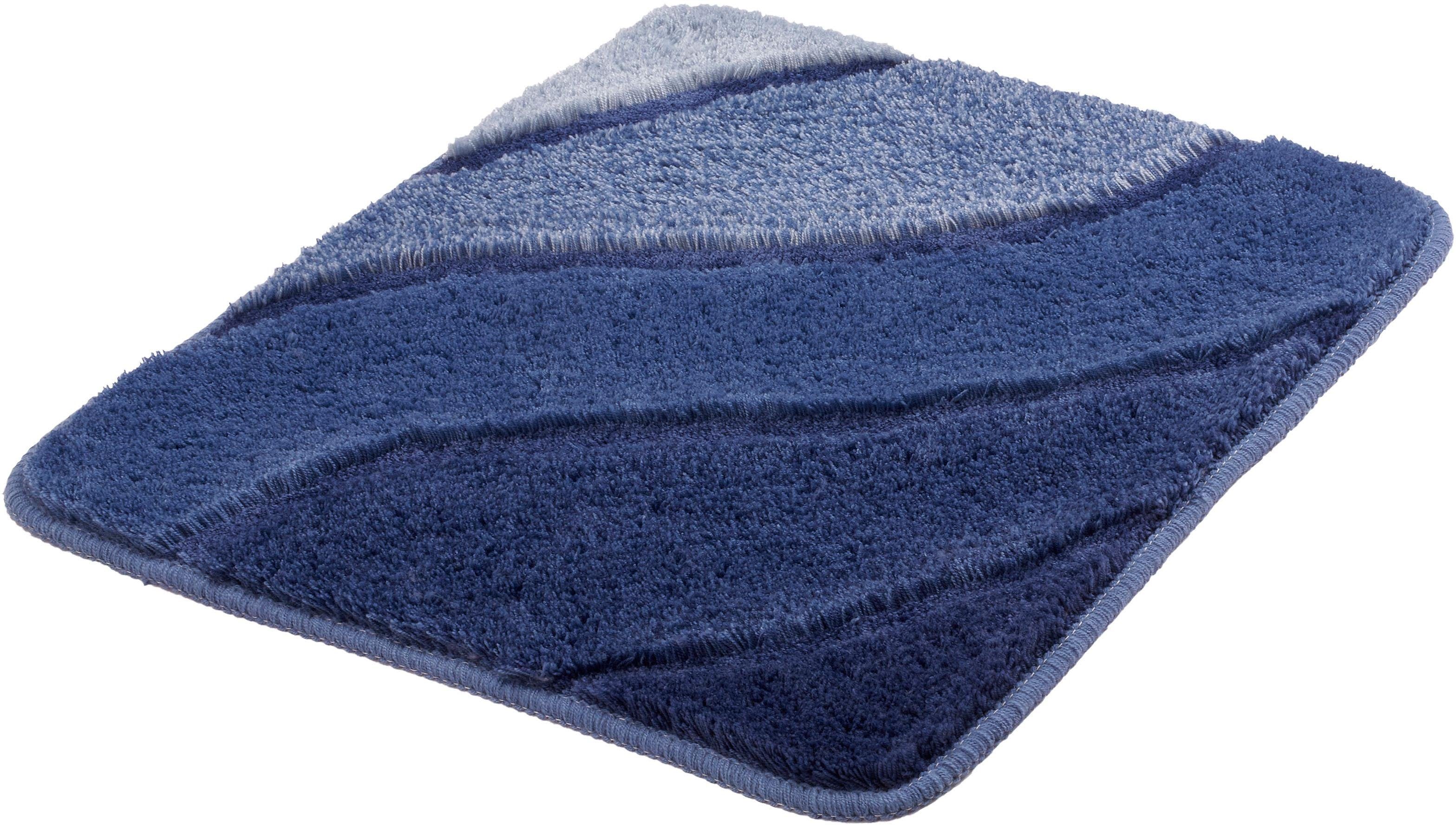 Kleine Wolke Badematte Serenade, Badvorleger, Badezimmer Teppich, Höhe 20 mm, rutschhemmend beschichtet, fußbodenheizungsgeeignet, Kunstfaser, rechteckig, Badteppich, Wellen Design, Farbverlauf, Hoch-Tief Effekt