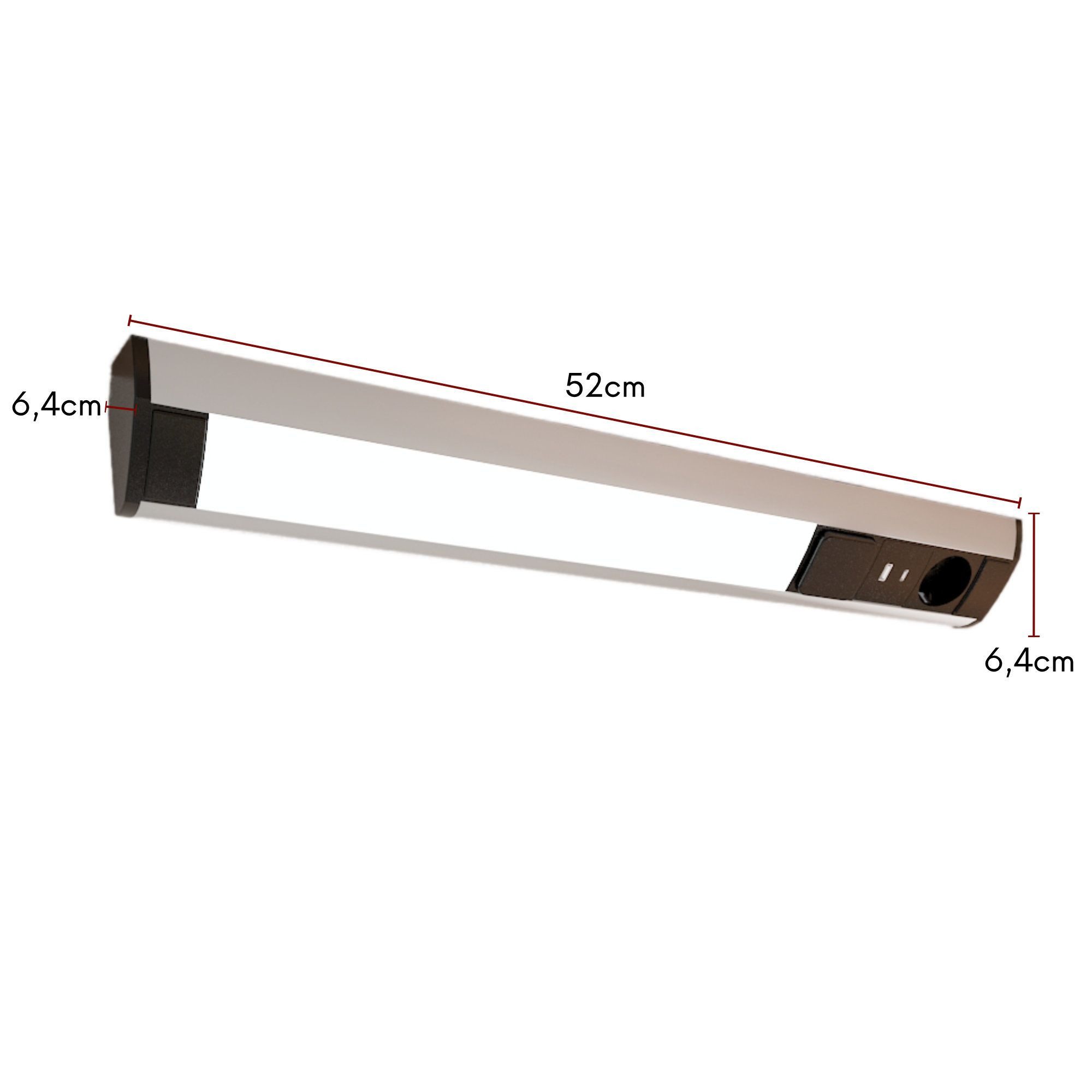 kalb LED Unterbauleuchte LED Unterbauleuchte mit Schalter u. 230V Steckdose USB-Port Typ A u. C, Kippschalter, Warmweiß