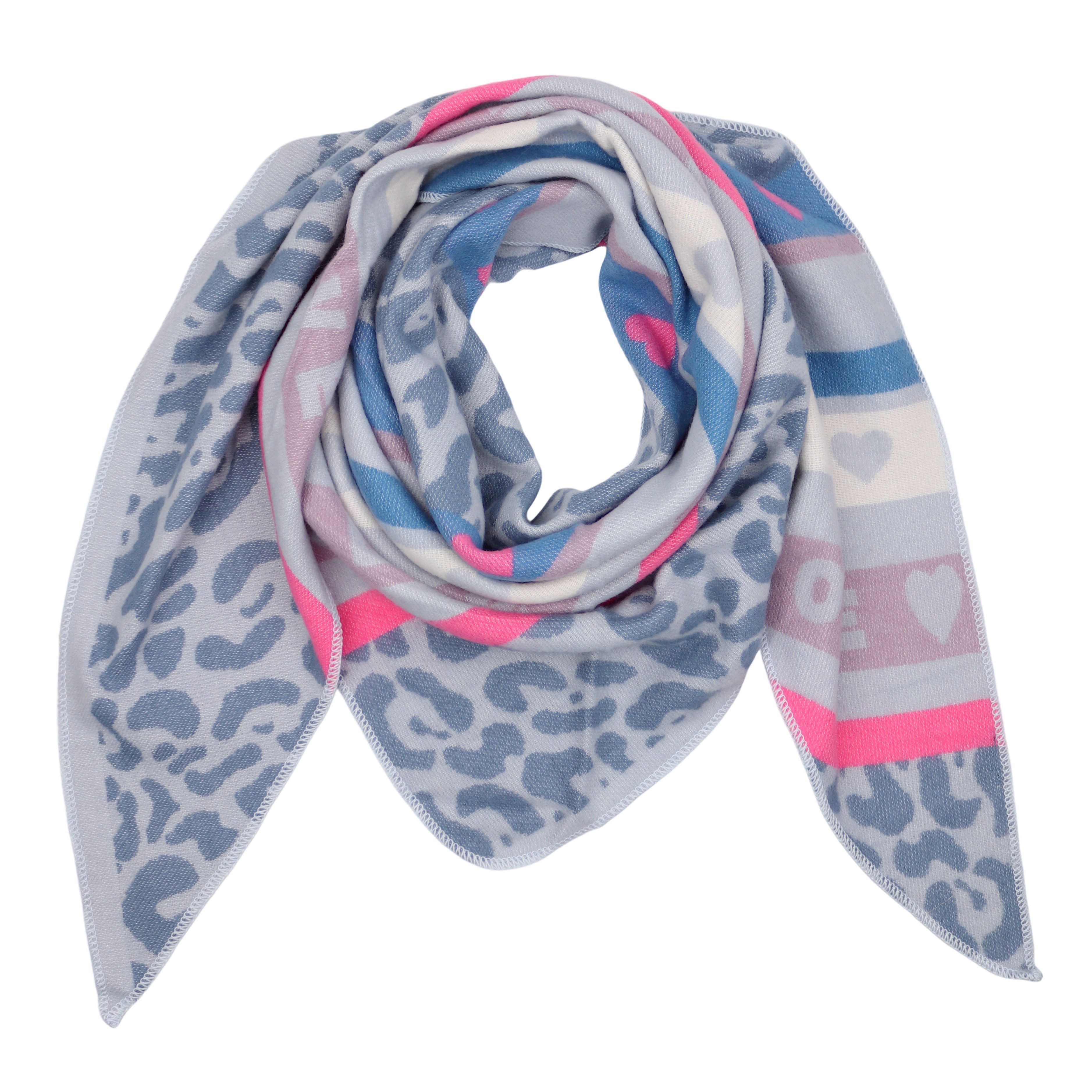 MIRROSI Dreieckstuch kuschliger und warmer Dreiecksschal ca.100x200 cm, (Leo Muster; Neue Kollektion Herbst/Winter 2025), Trendiges LEO-Design, wärmend & weich