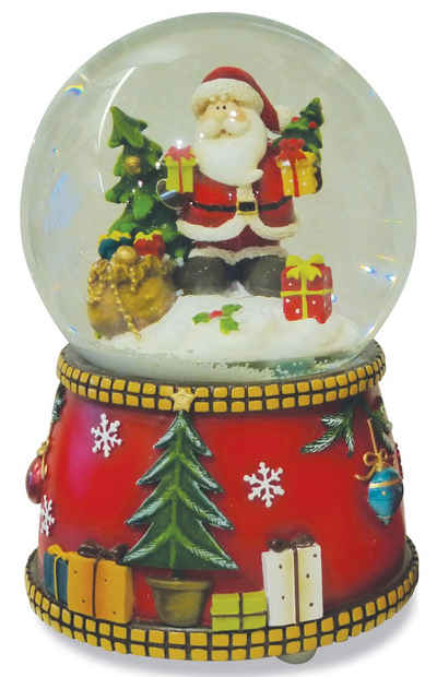 RIFFELMACHER & WEINBERGER Schneekugel Spieluhr "Weihnachtsmann mit Geschenkesack" 15cm - 71564, Advent Weihnachtsdekoration